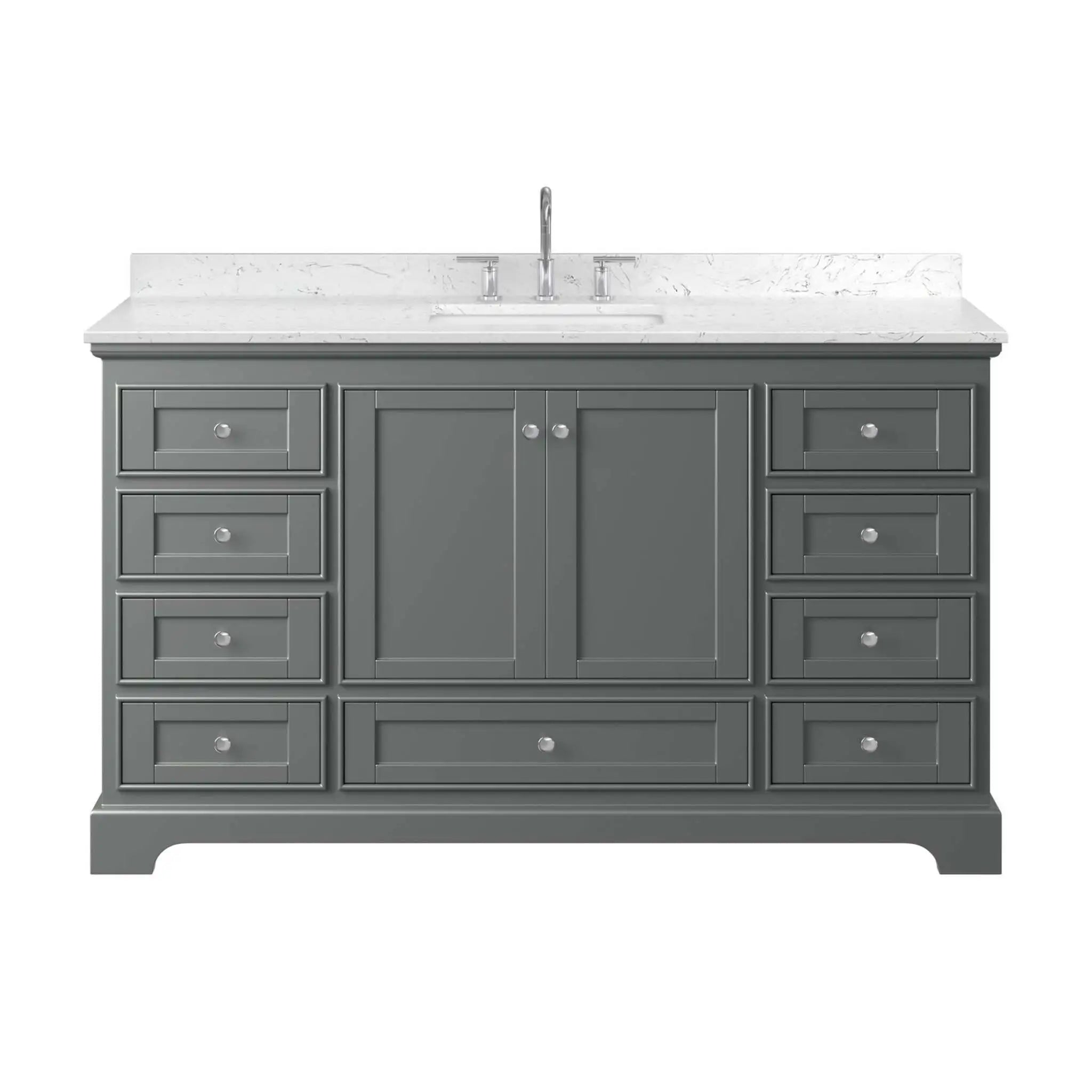 60" Deborah Single Bathroom Vanity in Dark Gray with Polished Chrome Trim by Wyndham