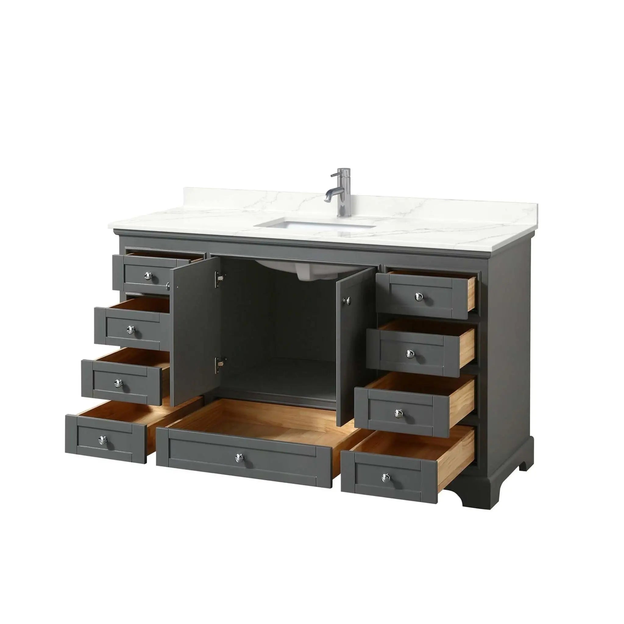 60" Deborah Single Bathroom Vanity in Dark Gray with Polished Chrome Trim by Wyndham