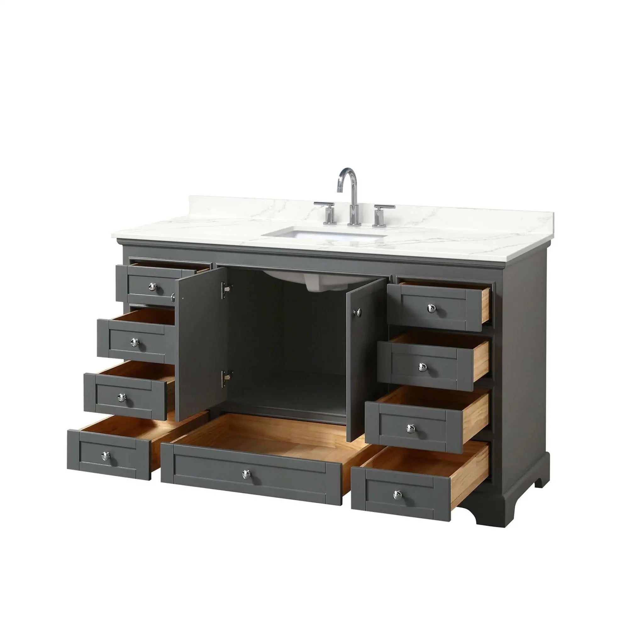 60" Deborah Single Bathroom Vanity in Dark Gray with Polished Chrome Trim by Wyndham