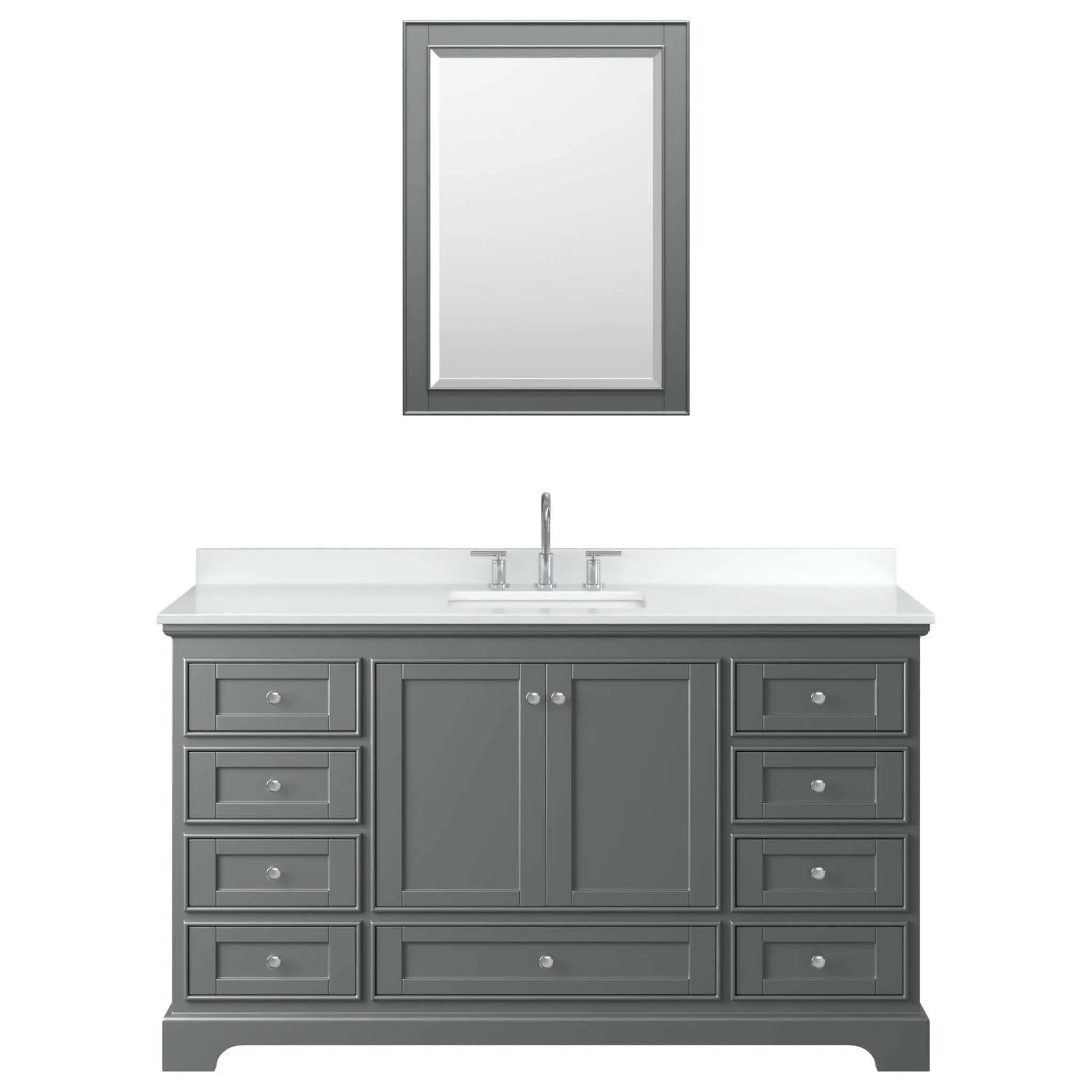 60" Deborah Single Bathroom Vanity in Dark Gray with Polished Chrome Trim & Medicine Cabinet by Wyndham