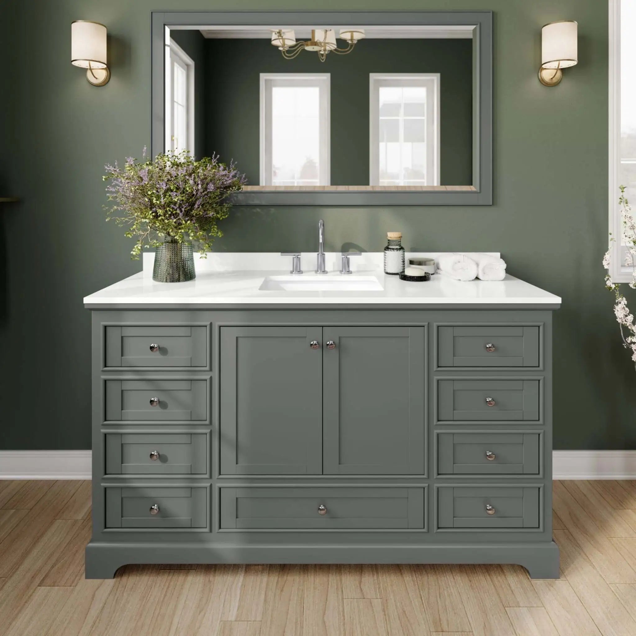 60" Deborah Single Bathroom Vanity in Dark Gray with Polished Chrome Trim & Medicine Cabinet by Wyndham