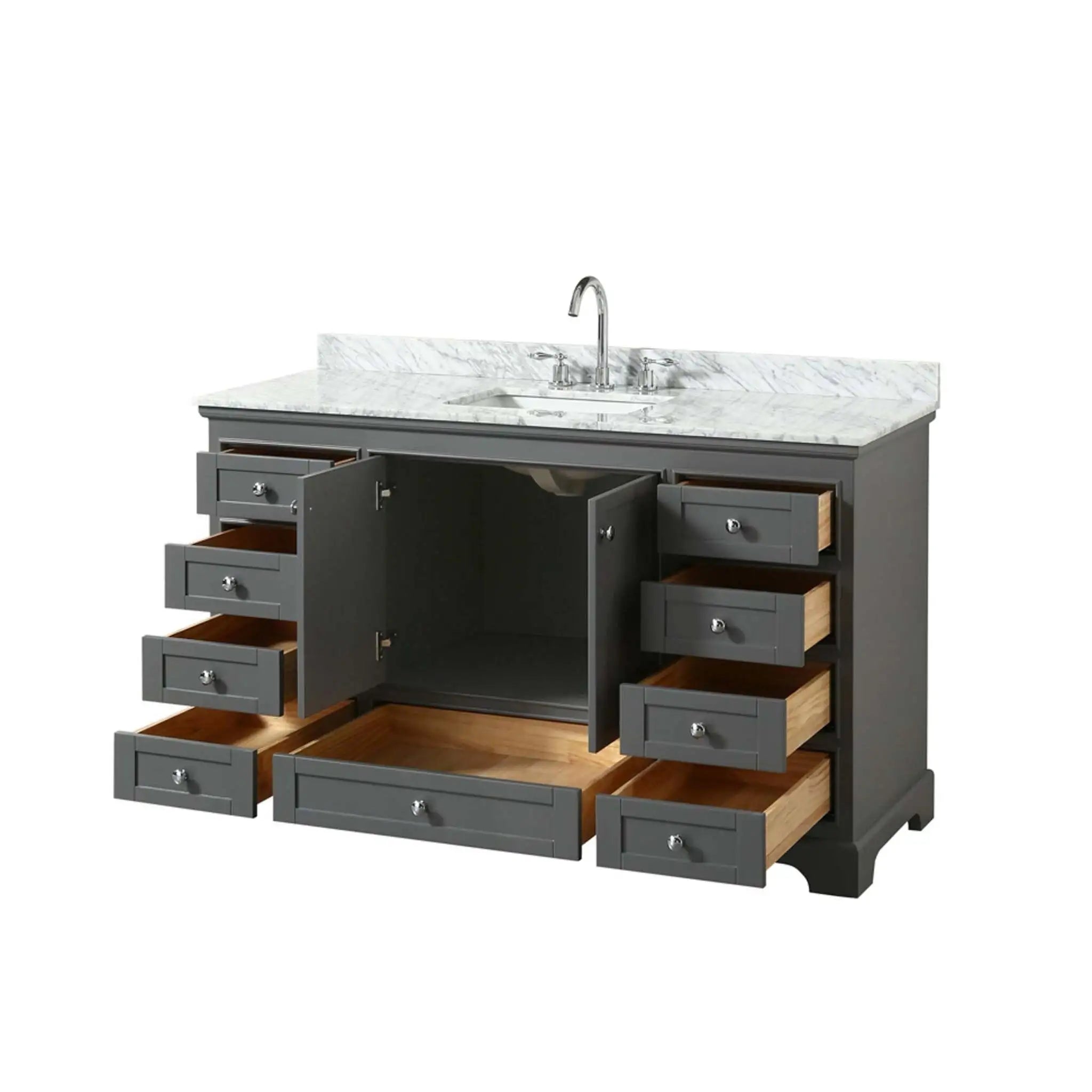 60" Deborah Single Bathroom Vanity in Dark Gray with Polished Chrome Trim by Wyndham