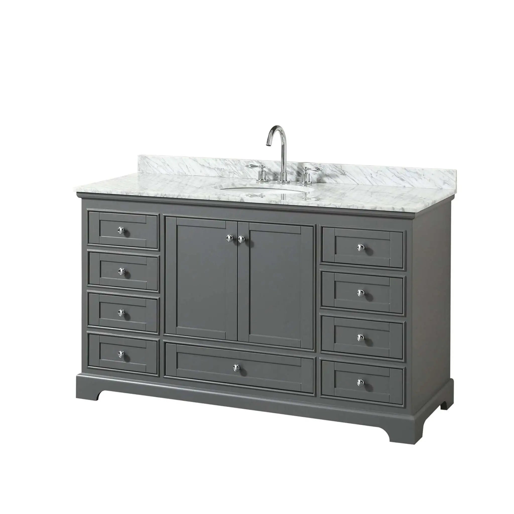 60" Deborah Single Bathroom Vanity in Dark Gray with Polished Chrome Trim by Wyndham
