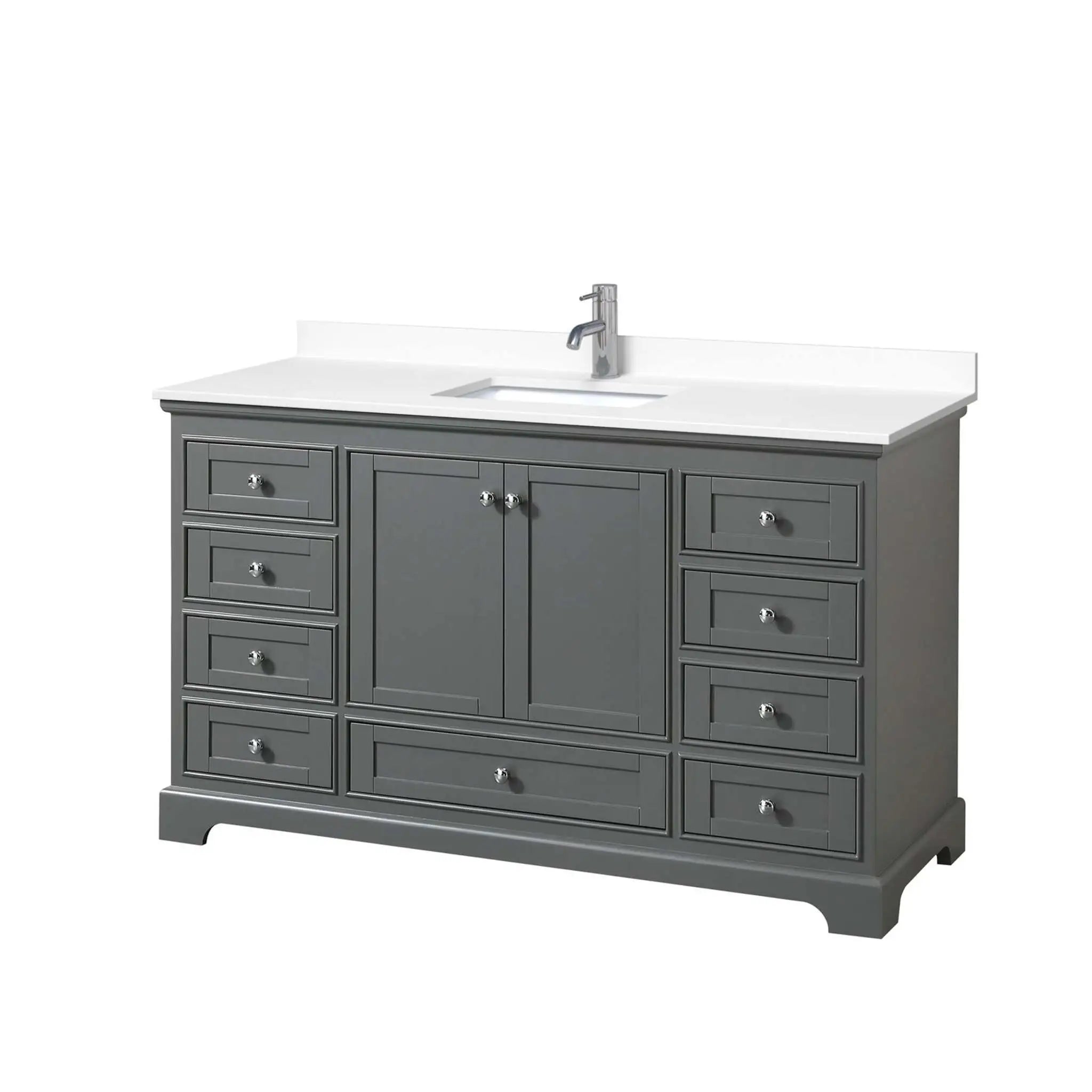 60" Deborah Single Bathroom Vanity in Dark Gray with Polished Chrome Trim by Wyndham