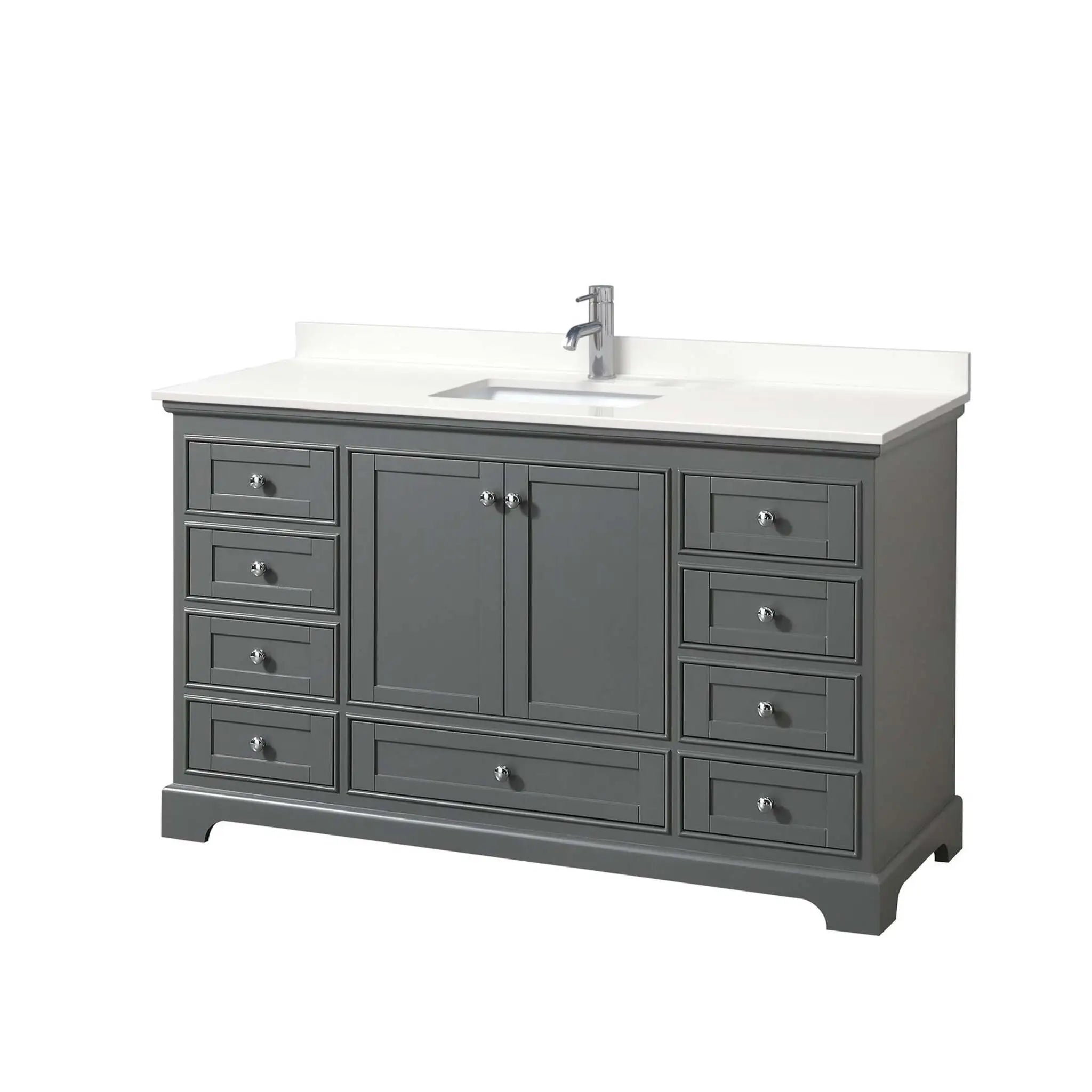 60" Deborah Single Bathroom Vanity in Dark Gray with Polished Chrome Trim by Wyndham