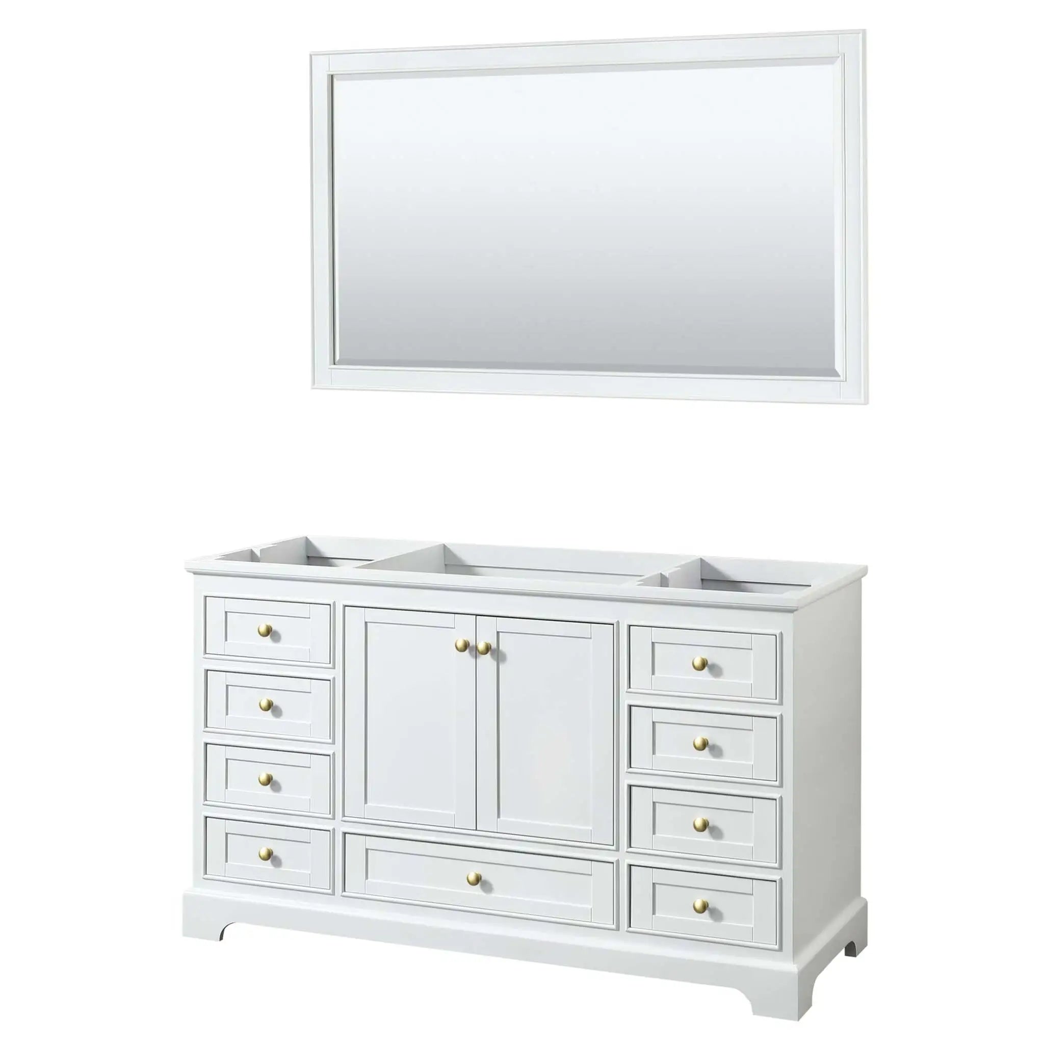 60" Deborah Single Bathroom Vanity in White with Brushed Gold Trim & 58" Mirror by Wyndham