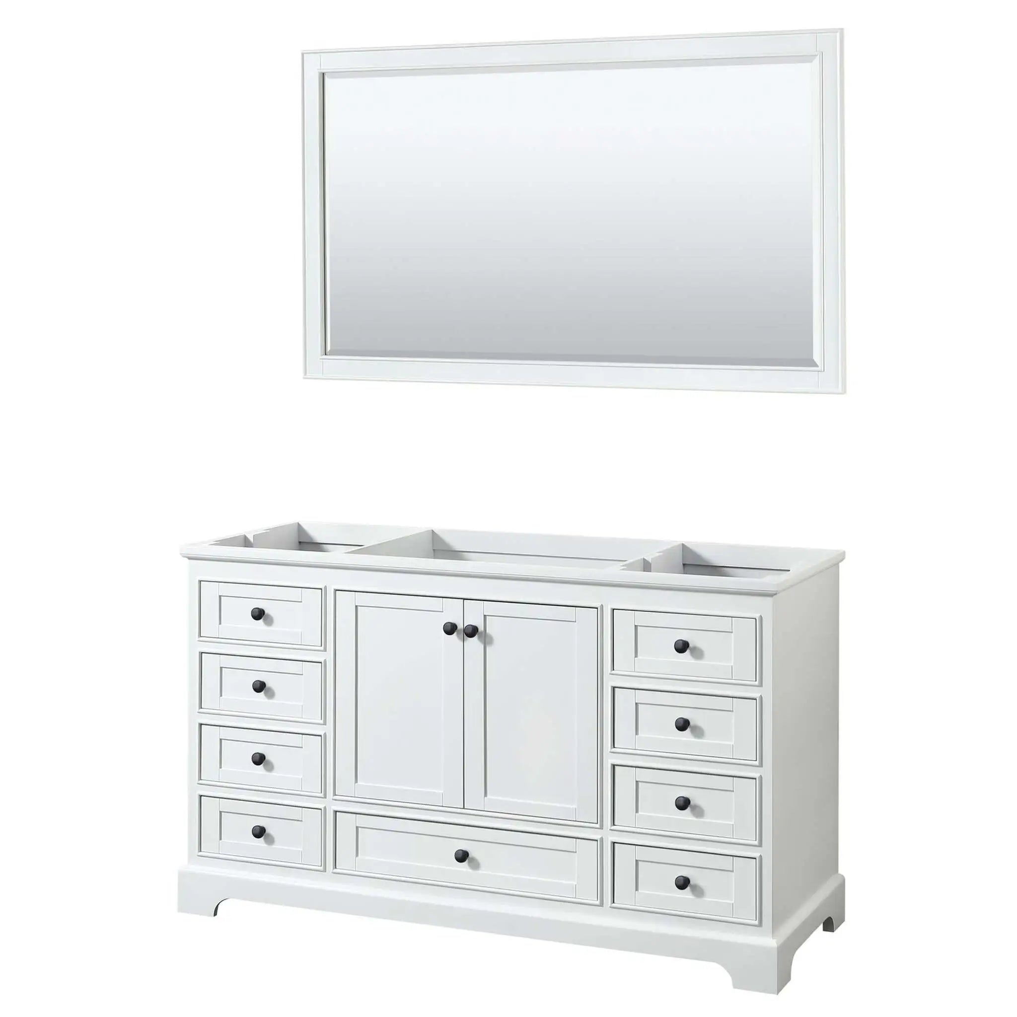 60" Deborah Single Bathroom Vanity in White with Matte Black Trim & 58" Mirror by Wyndham