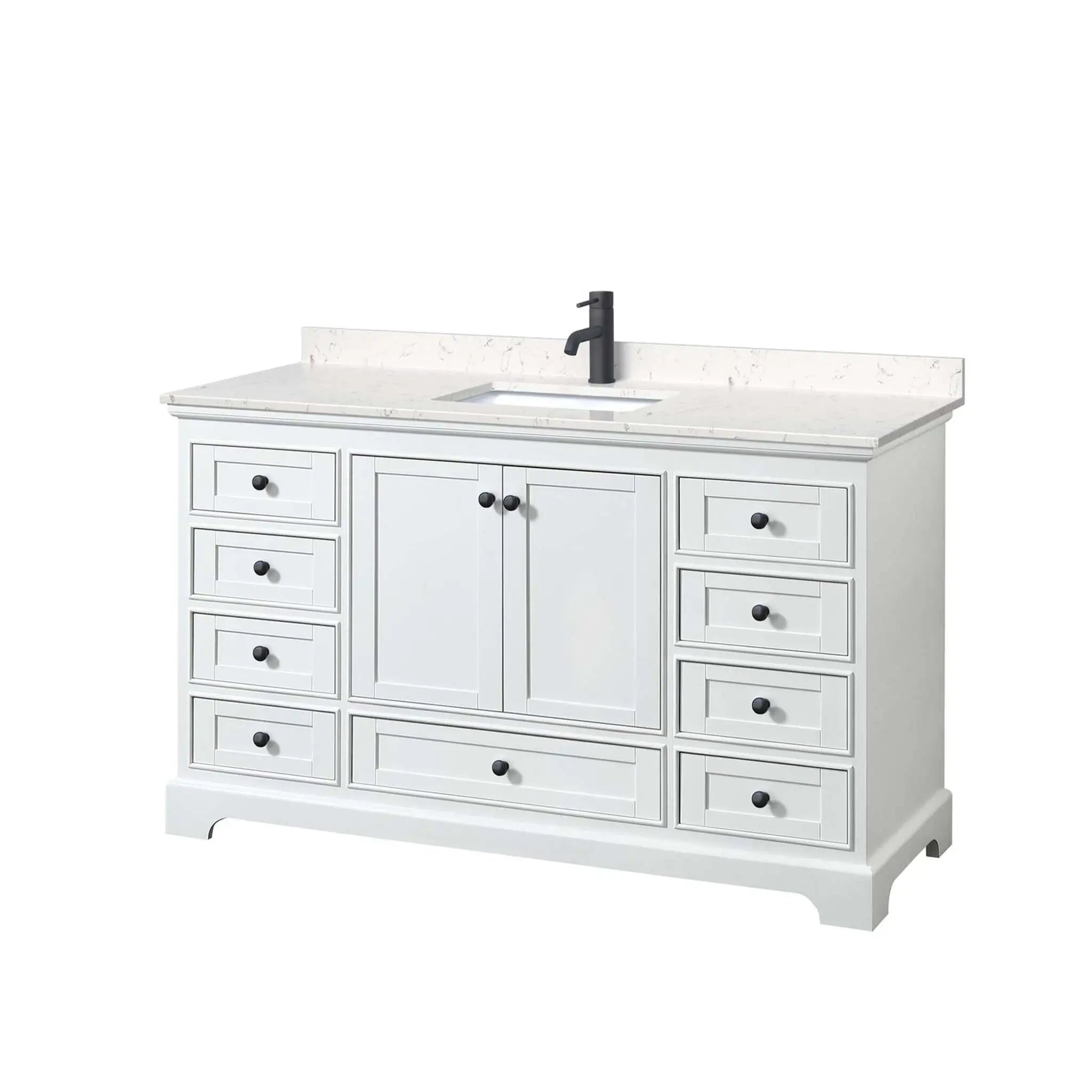 60" Deborah Single Bathroom Vanity in White with Matte Black Trim by Wyndham