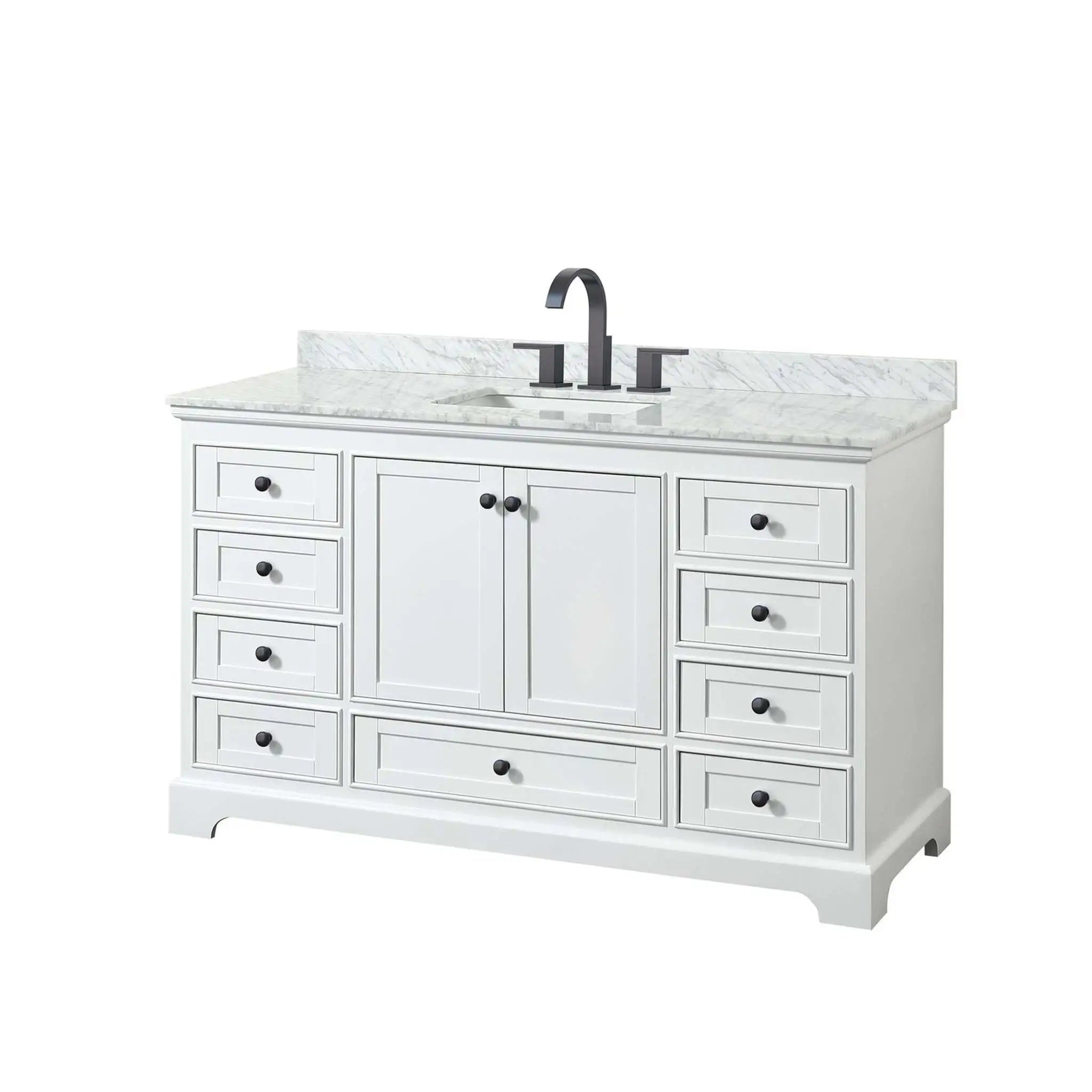 60" Deborah Single Bathroom Vanity in White with Matte Black Trim by Wyndham