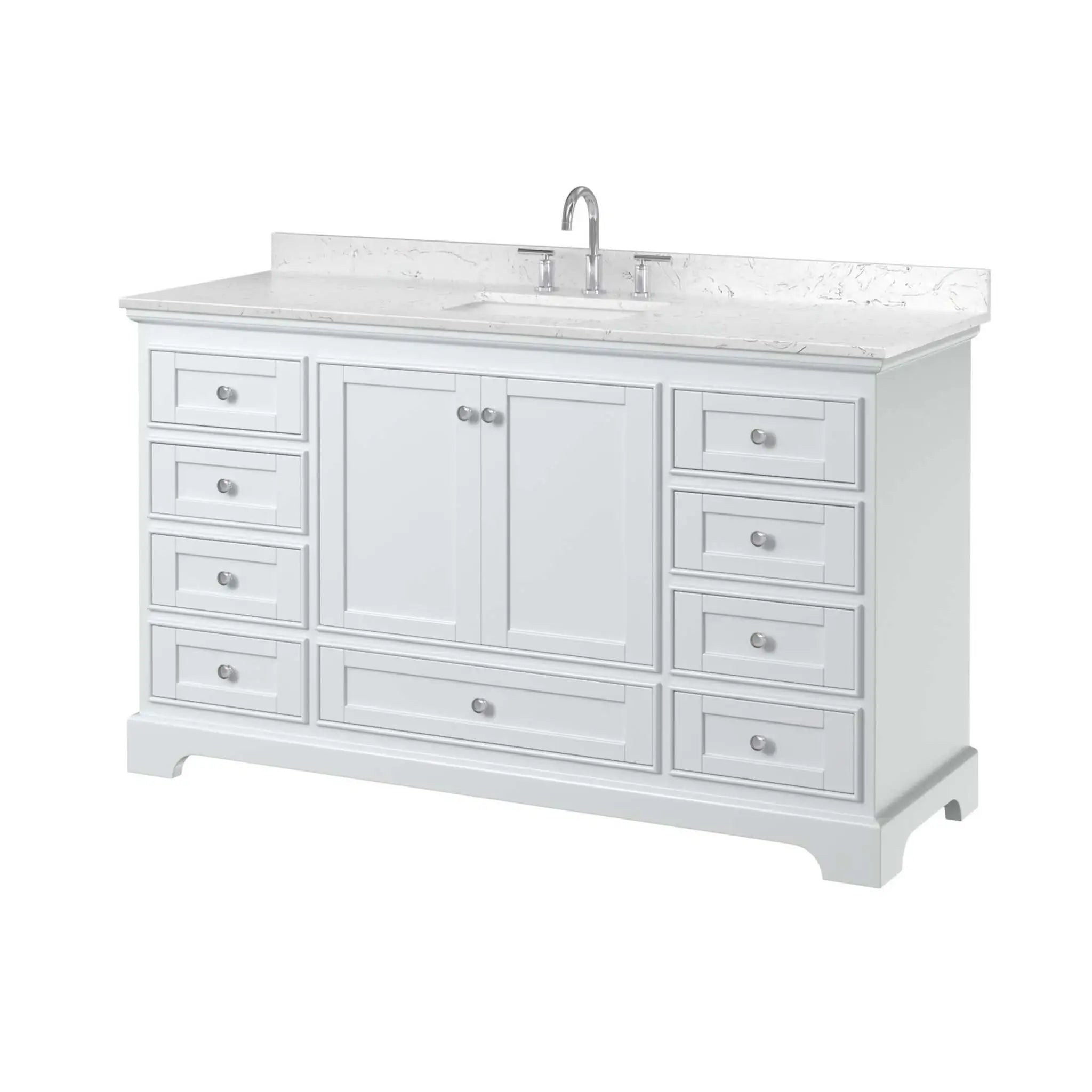 60" Deborah Single Bathroom Vanity in White with Polished Chrome Trim by Wyndham