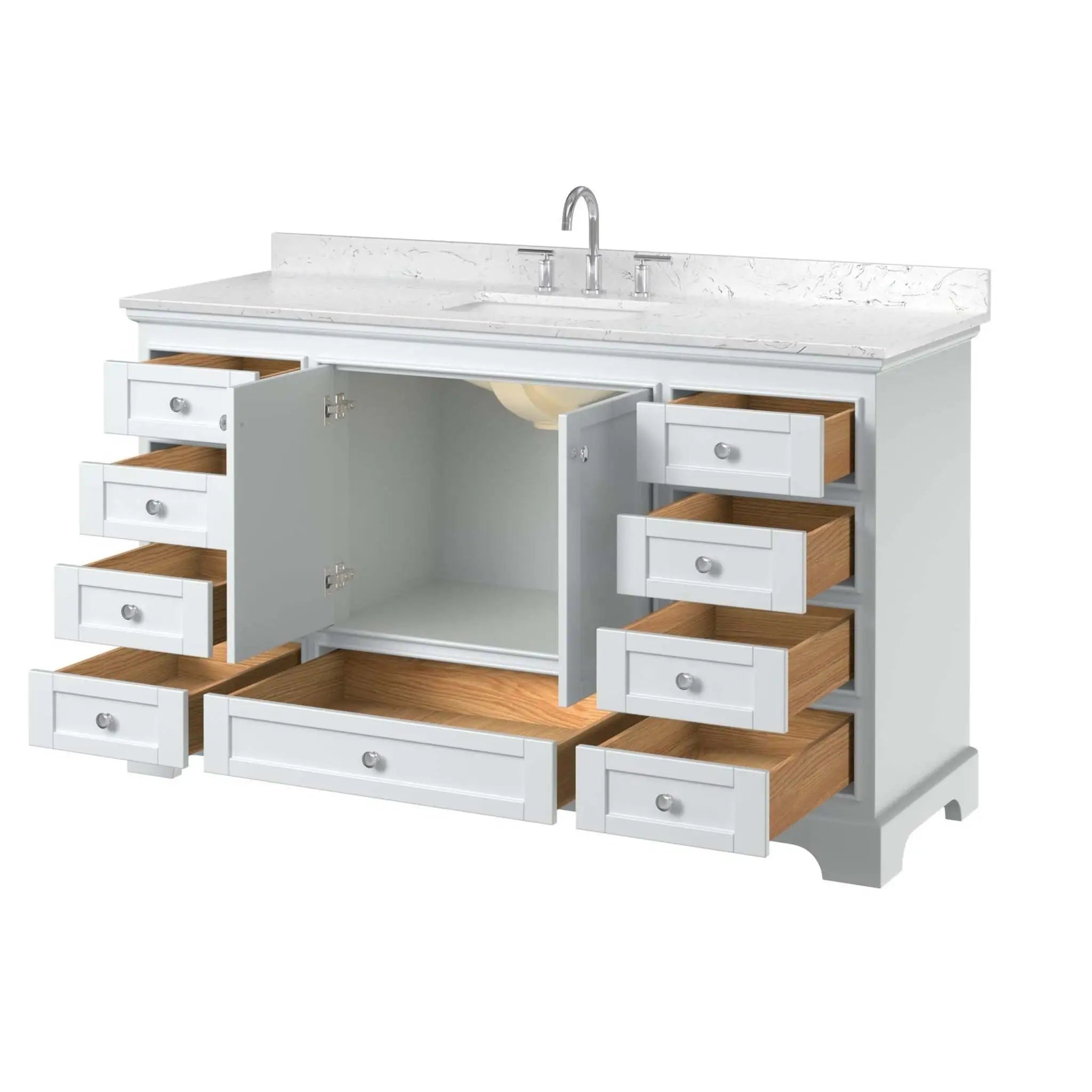 60" Deborah Single Bathroom Vanity in White with Polished Chrome Trim by Wyndham