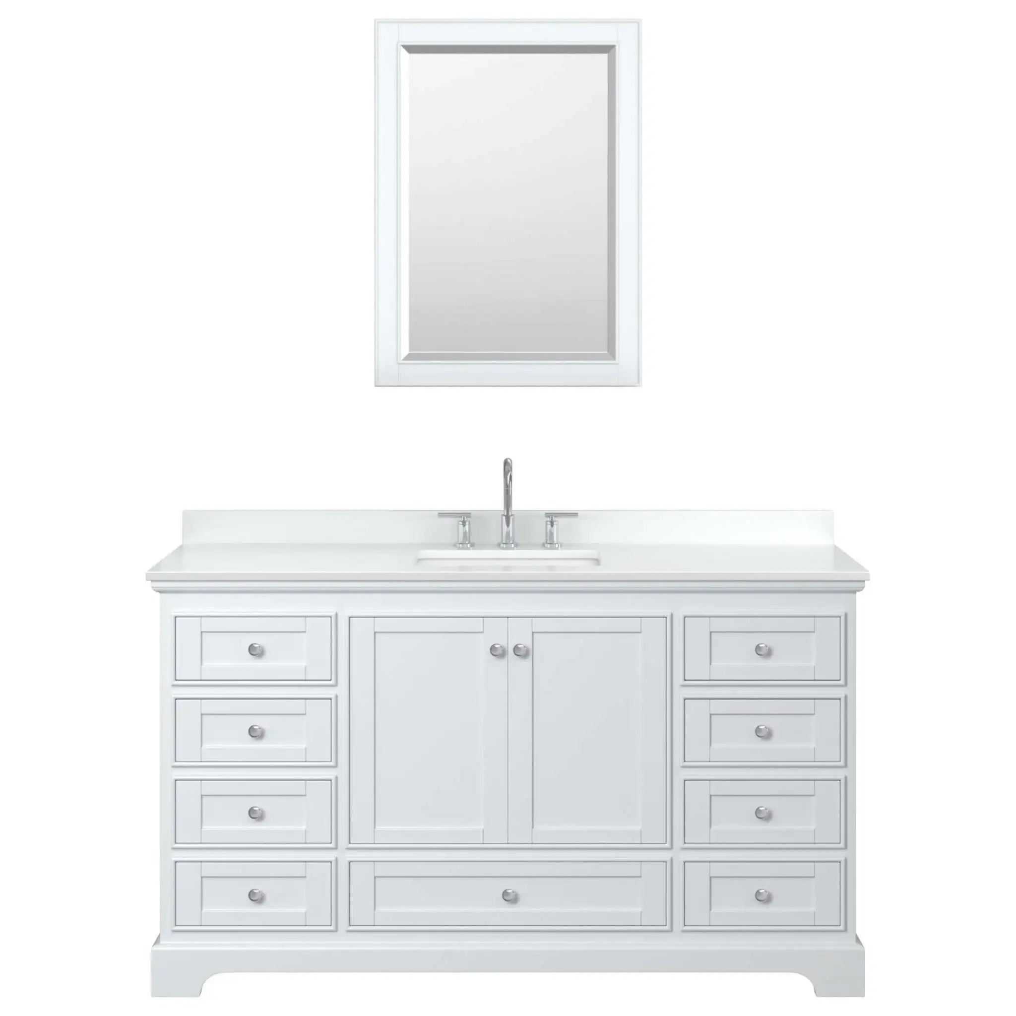 60" Deborah Single Bathroom Vanity in White with Polished Chrome Trim & Medicine Cabinet by Wyndham