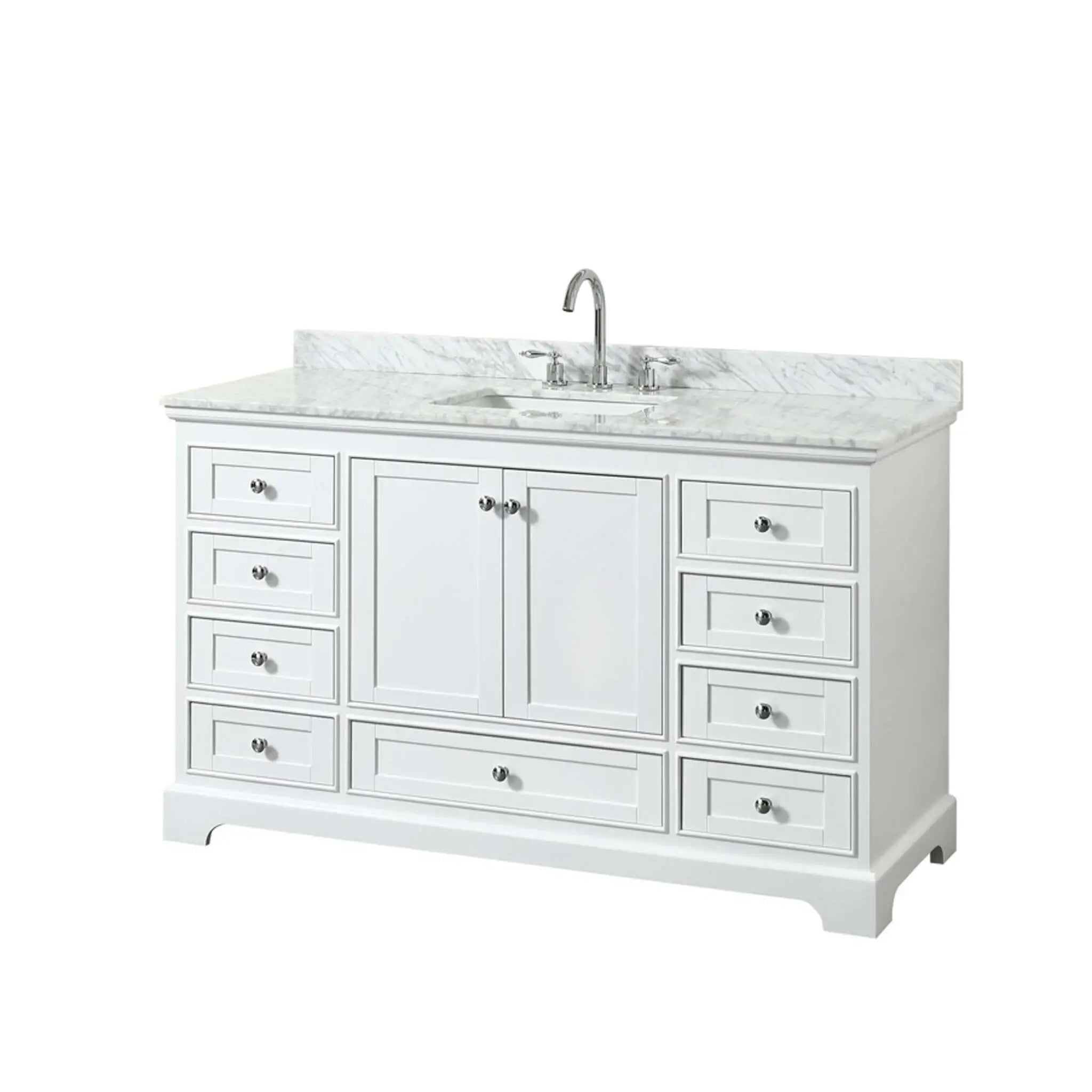 60" Deborah Single Bathroom Vanity in White with Polished Chrome Trim by Wyndham