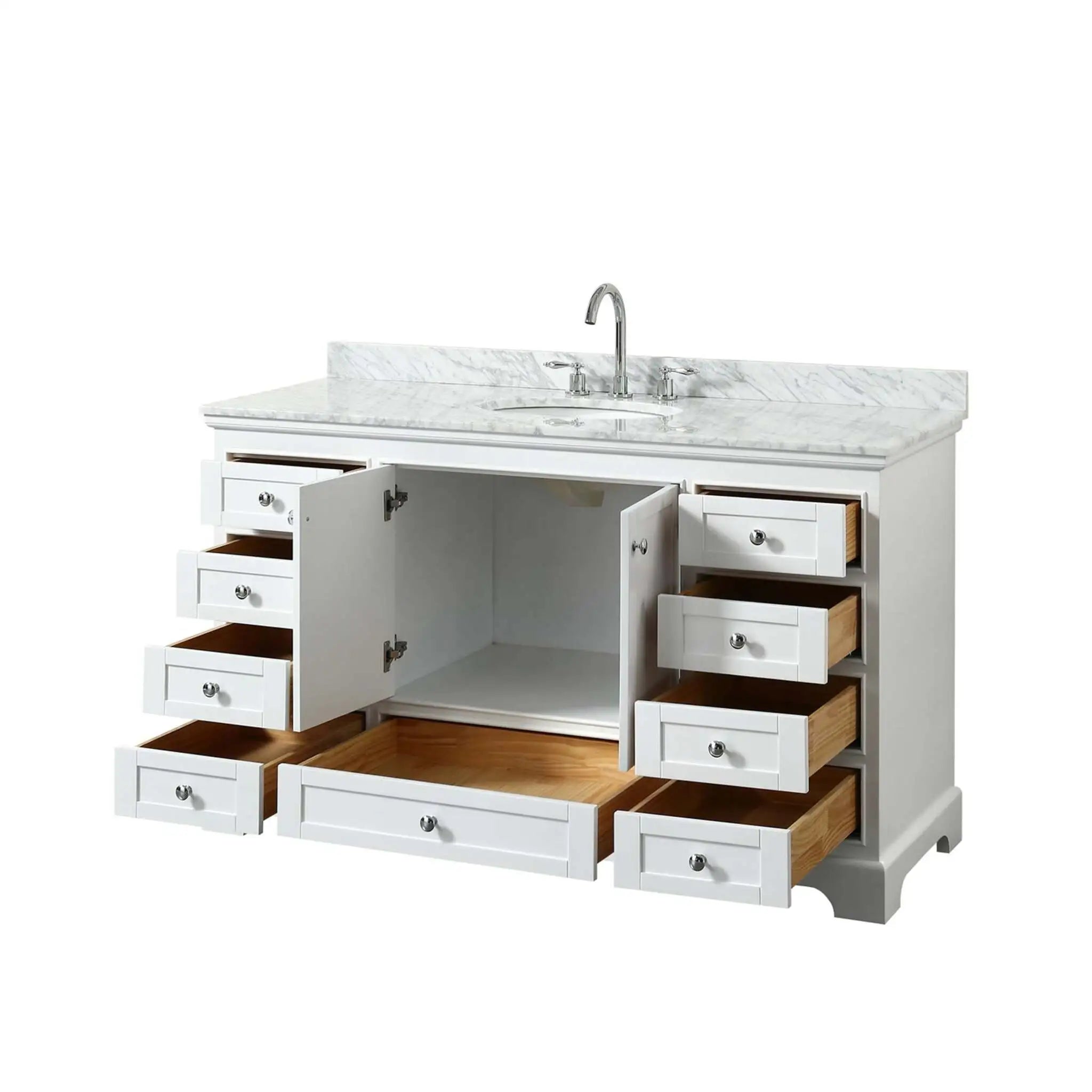 60" Deborah Single Bathroom Vanity in White with Polished Chrome Trim by Wyndham
