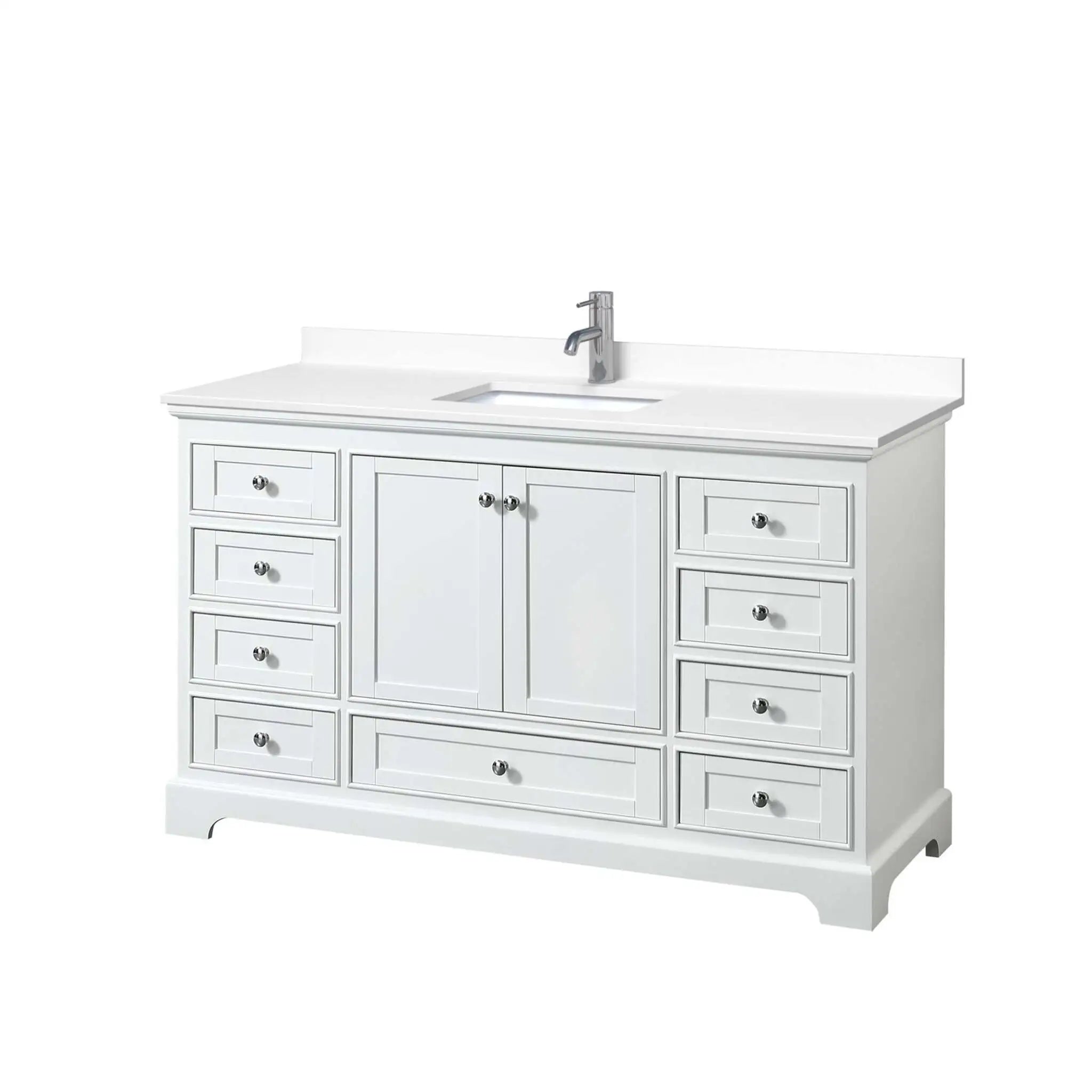 60" Deborah Single Bathroom Vanity in White with Polished Chrome Trim by Wyndham