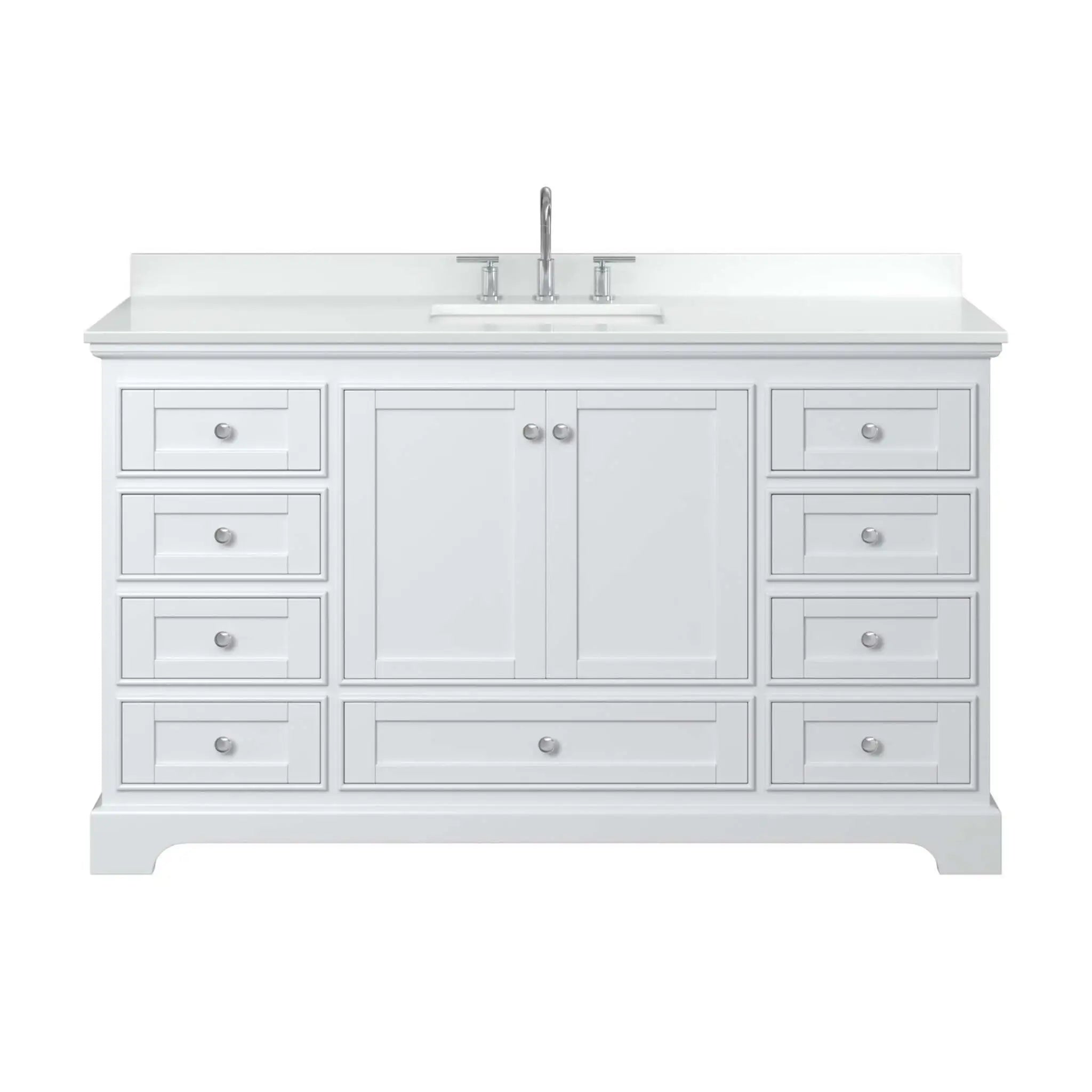 60" Deborah Single Bathroom Vanity in White with Polished Chrome Trim by Wyndham