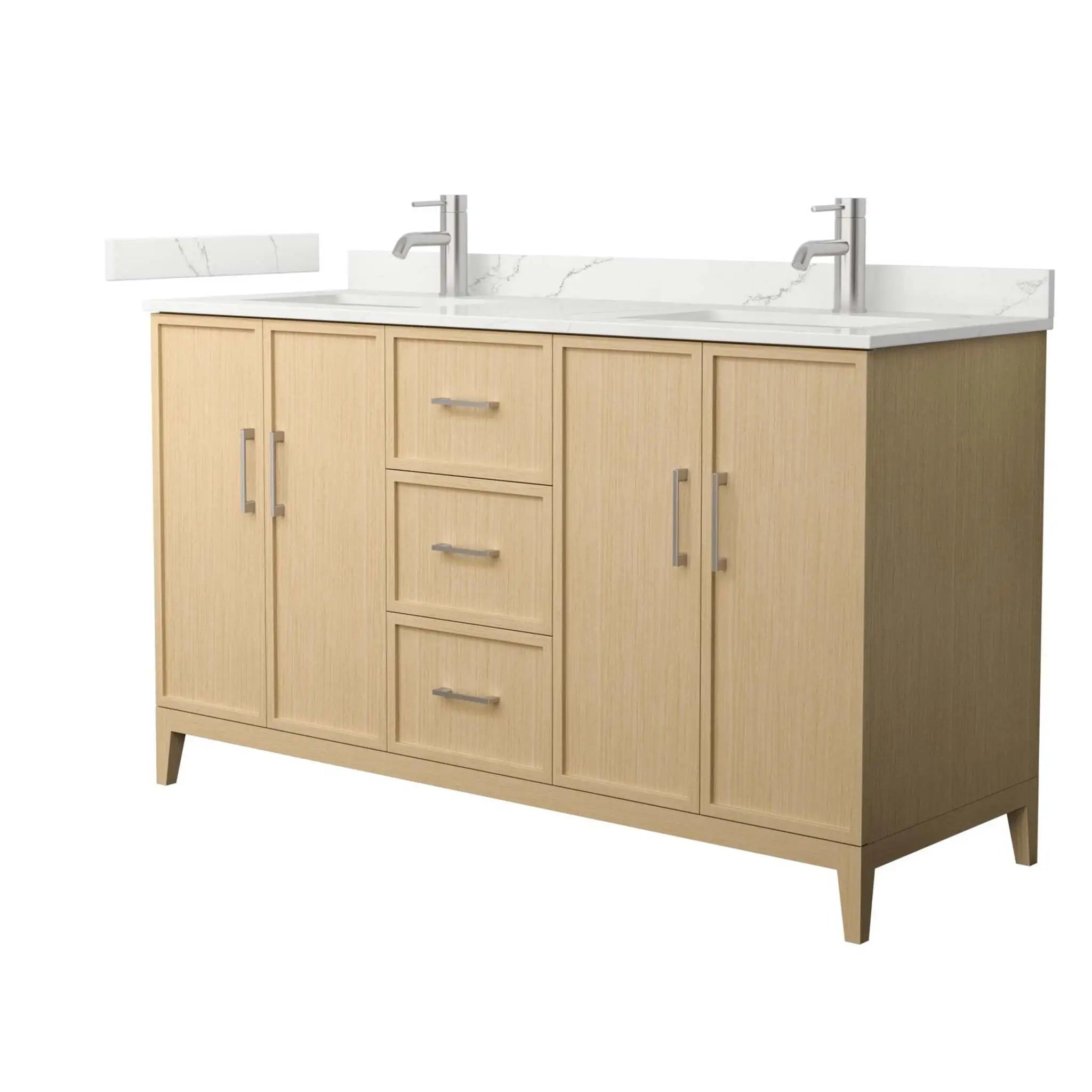 60" Elan Double Bathroom Vanity in White Oak with Brushed Nickel Trim by Wyndham