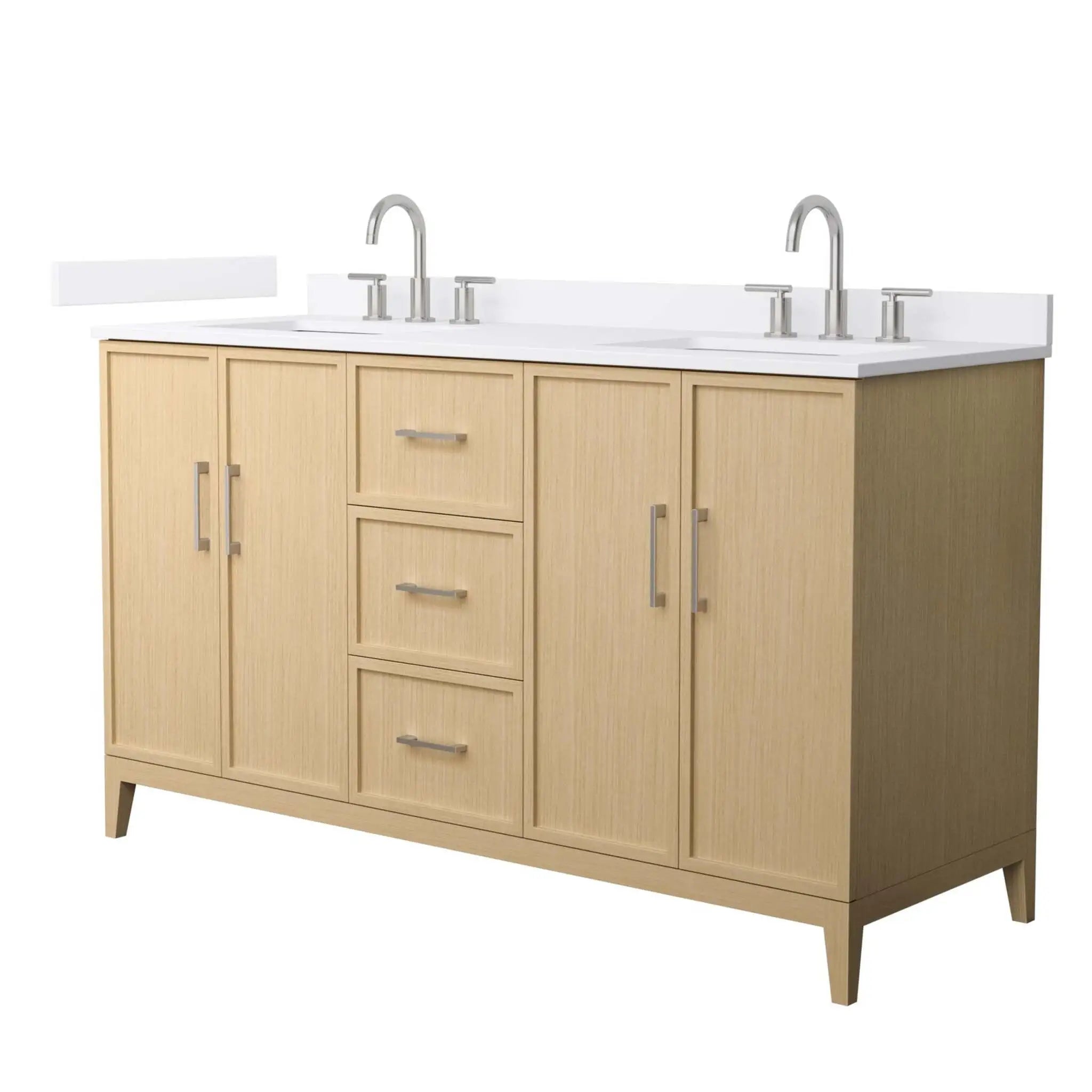 60" Elan Double Bathroom Vanity in White Oak with Brushed Nickel Trim by Wyndham