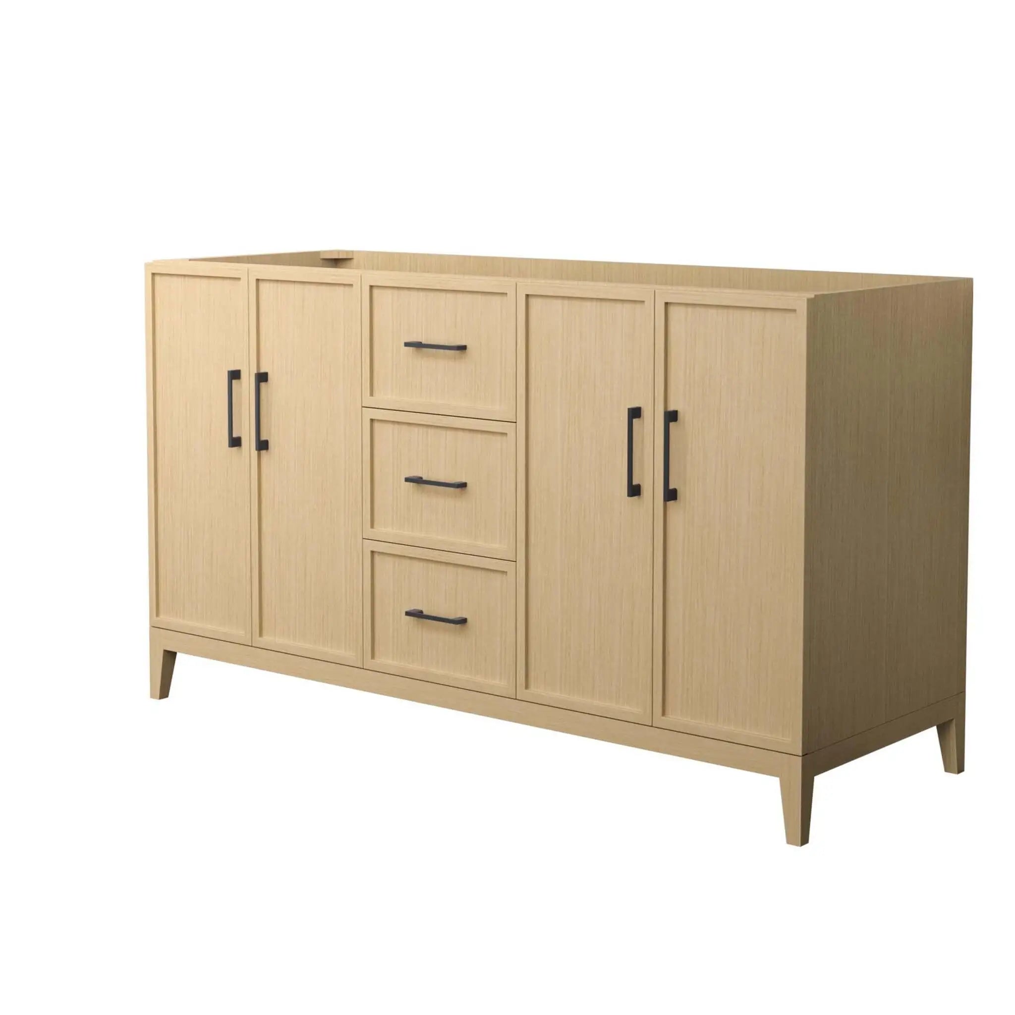 60" Elan Double Bathroom Vanity in White Oak with Matte Black Trim by Wyndham