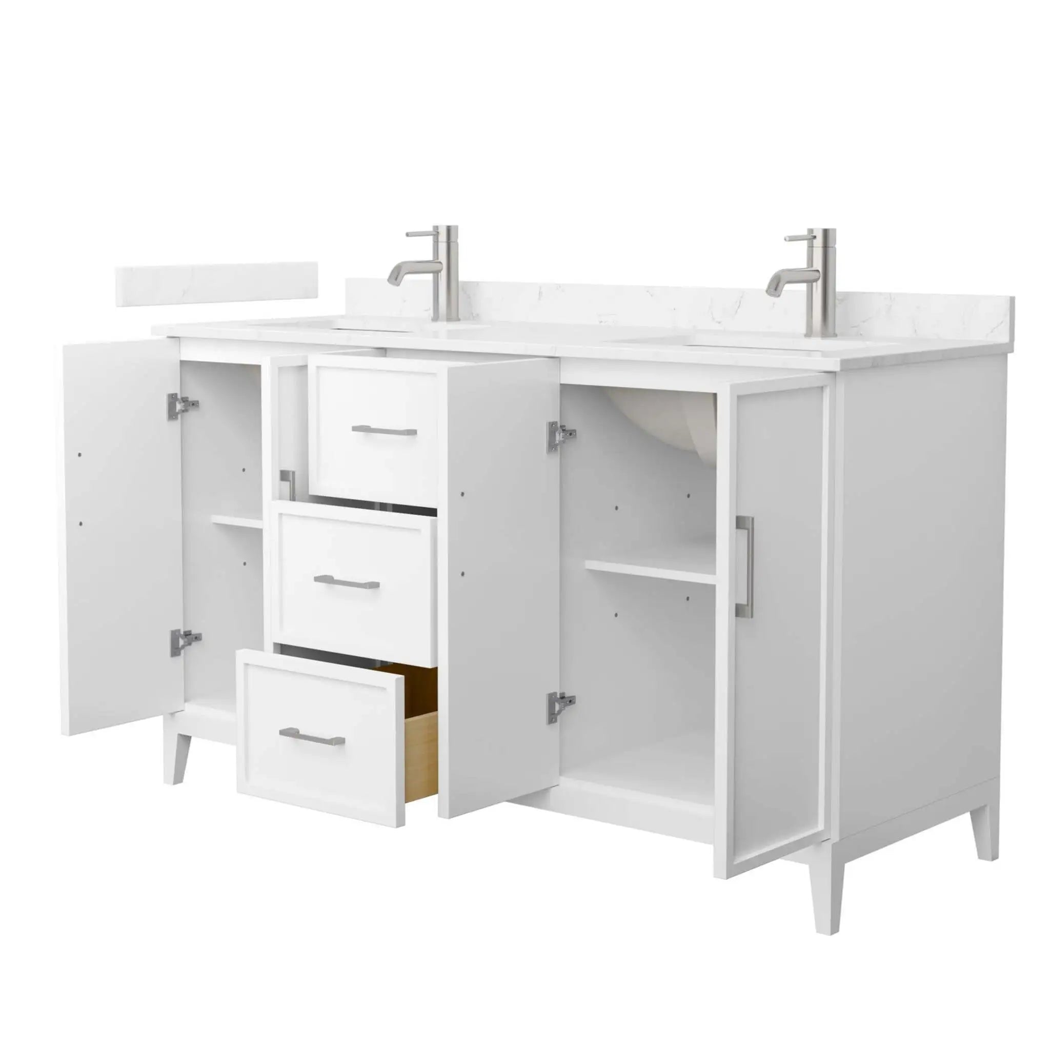 60" Elan Double Bathroom Vanity in White with Brushed Nickel Trim by Wyndham