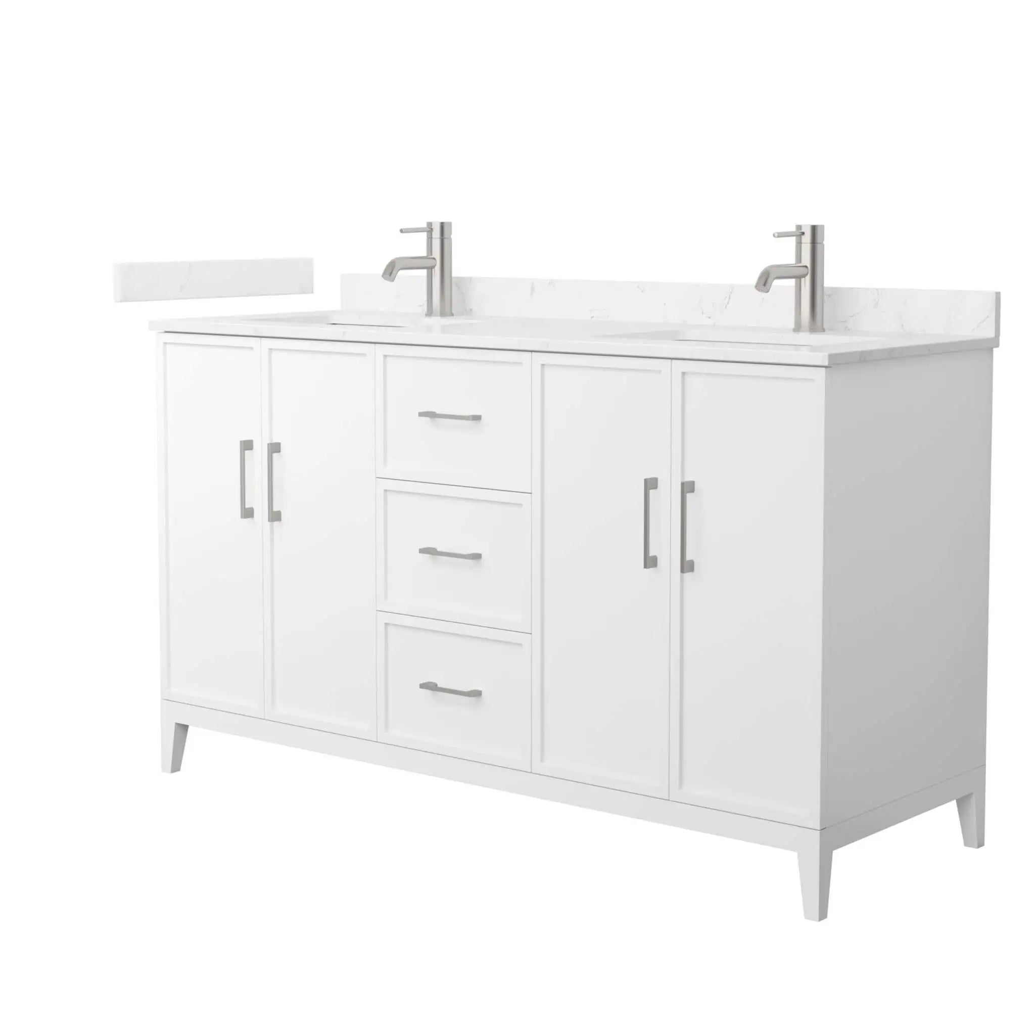 60" Elan Double Bathroom Vanity in White with Brushed Nickel Trim by Wyndham