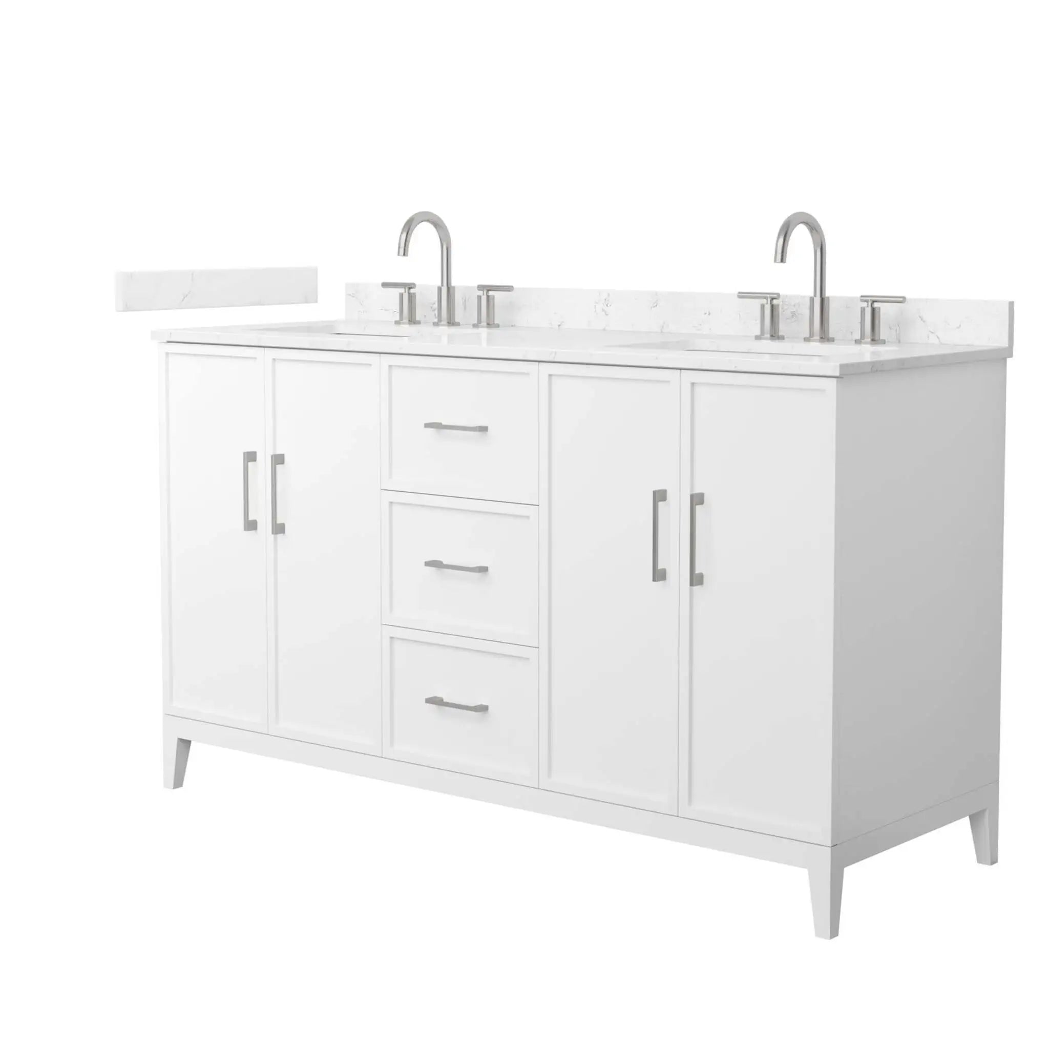 60" Elan Double Bathroom Vanity in White with Brushed Nickel Trim by Wyndham