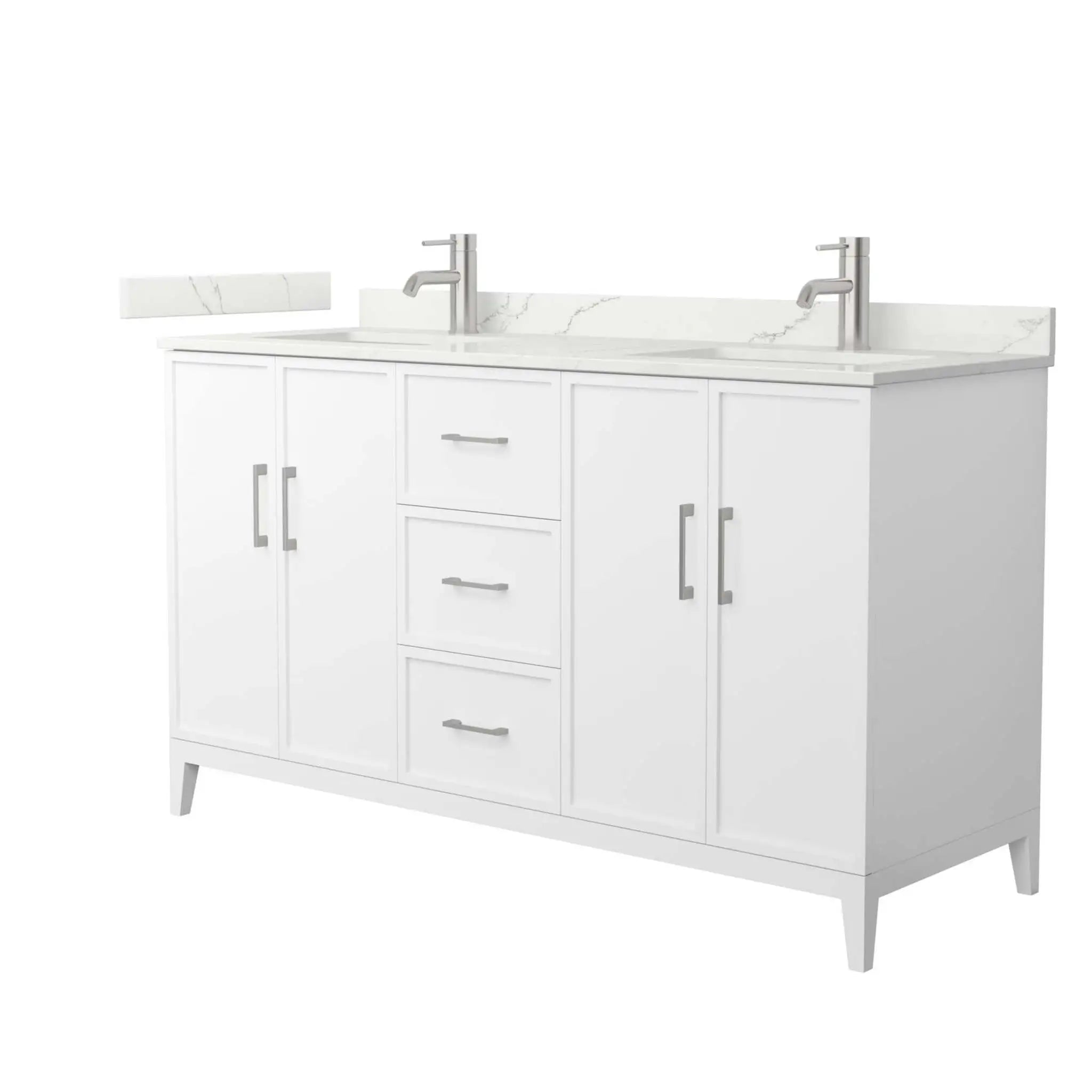 60" Elan Double Bathroom Vanity in White with Brushed Nickel Trim by Wyndham