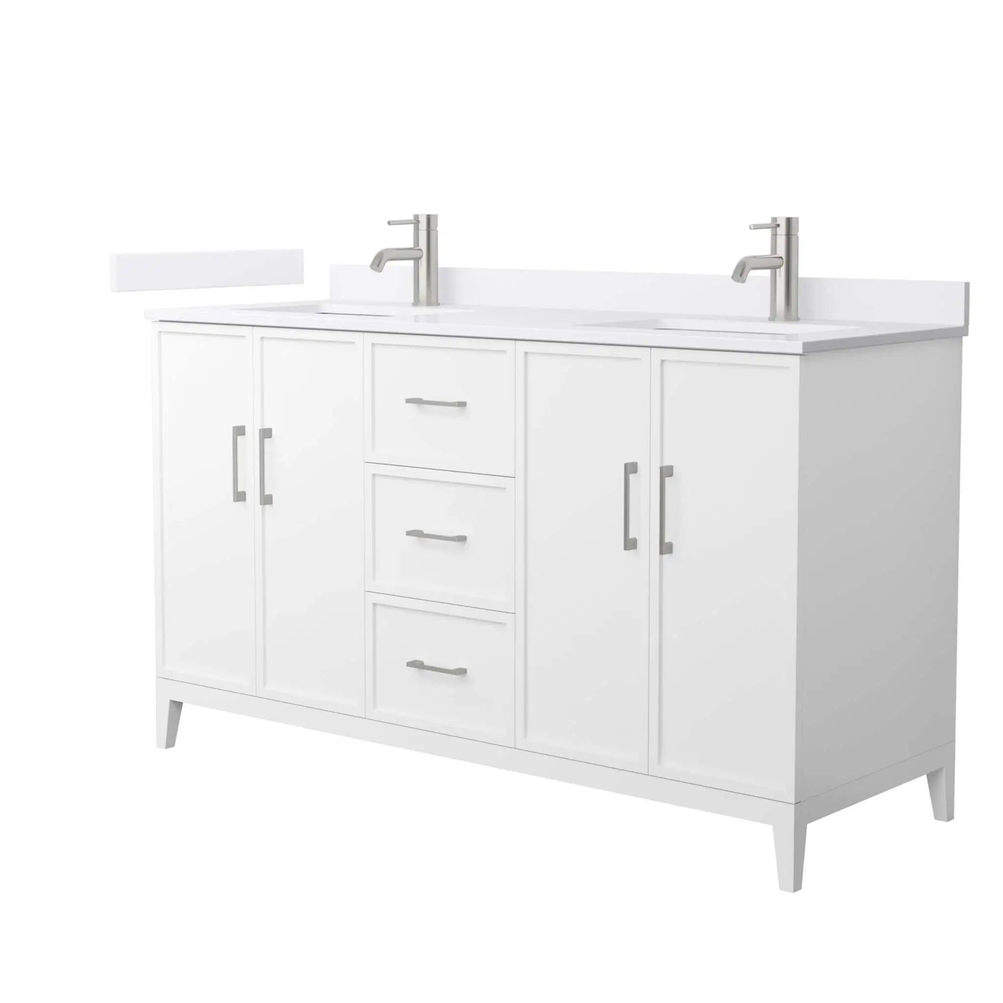 60" Elan Double Bathroom Vanity in White with Brushed Nickel Trim by Wyndham