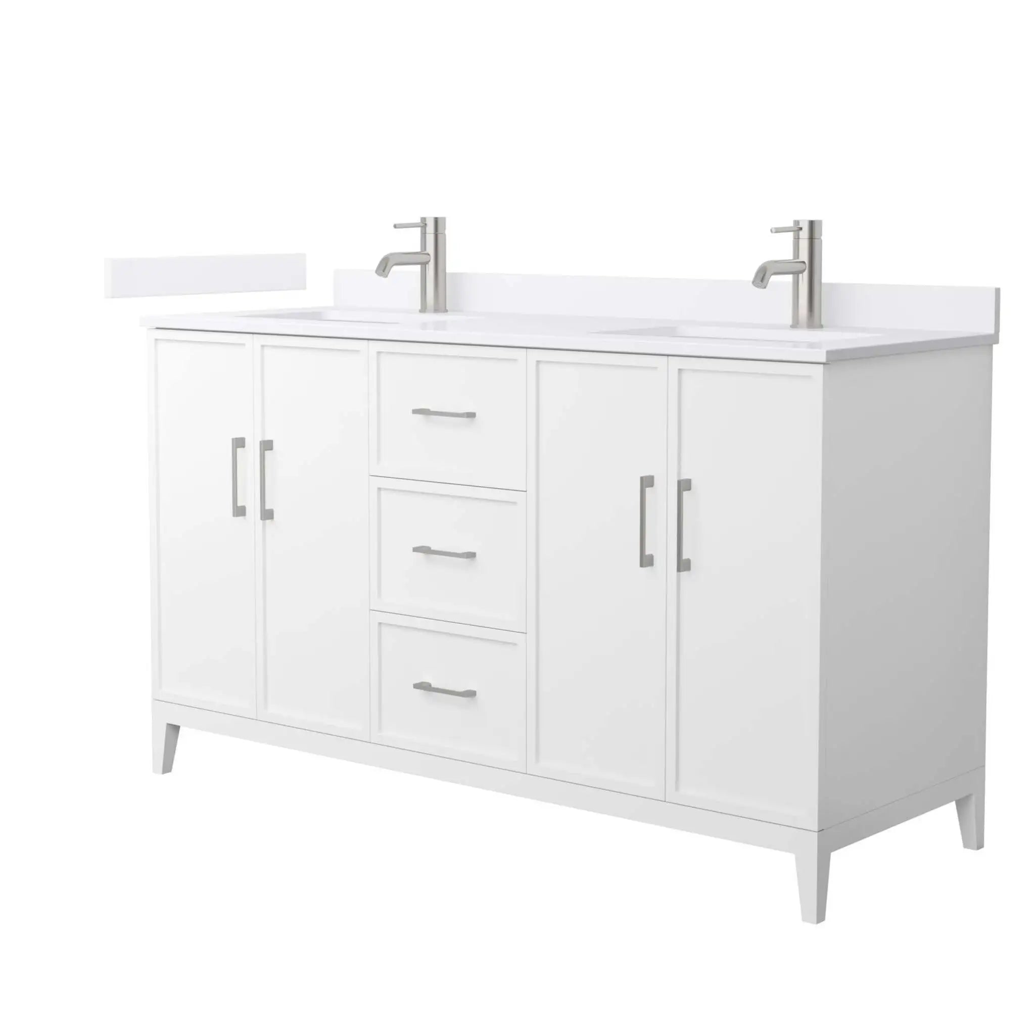60" Elan Double Bathroom Vanity in White with Brushed Nickel Trim by Wyndham