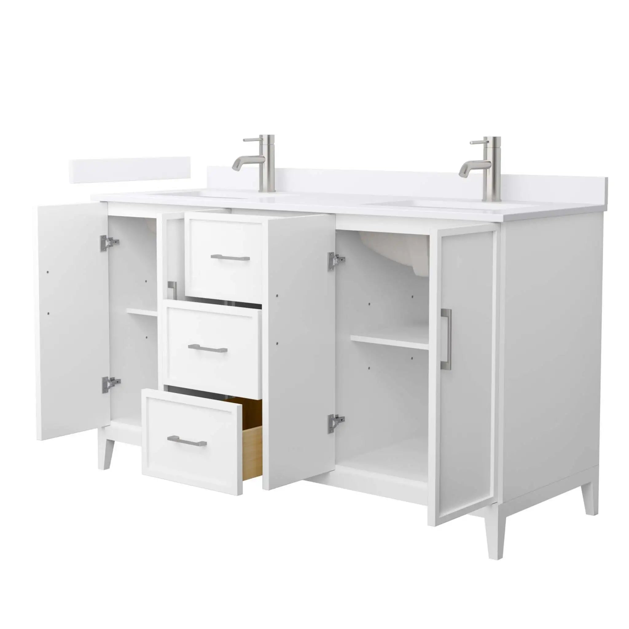 60" Elan Double Bathroom Vanity in White with Brushed Nickel Trim by Wyndham