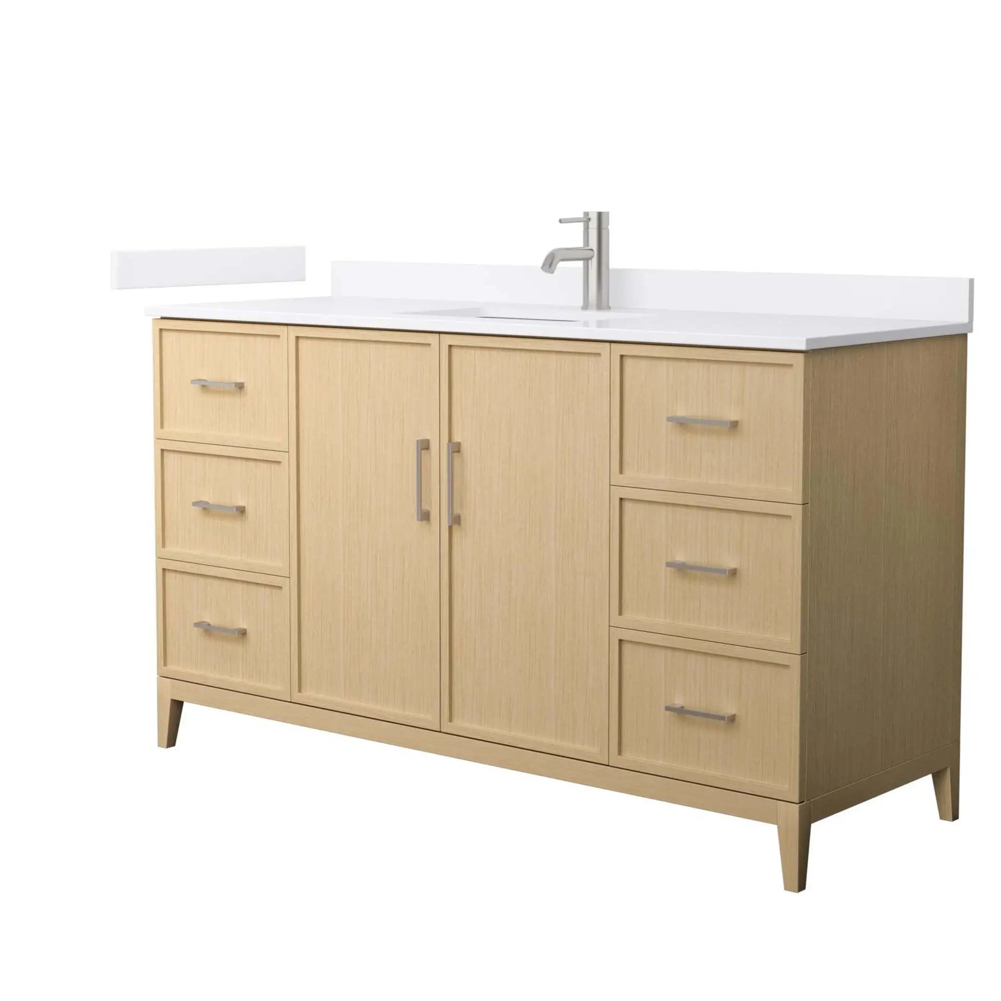 60" Elan Single Bathroom Vanity in White Oak with Brushed Nickel Trim by Wyndham