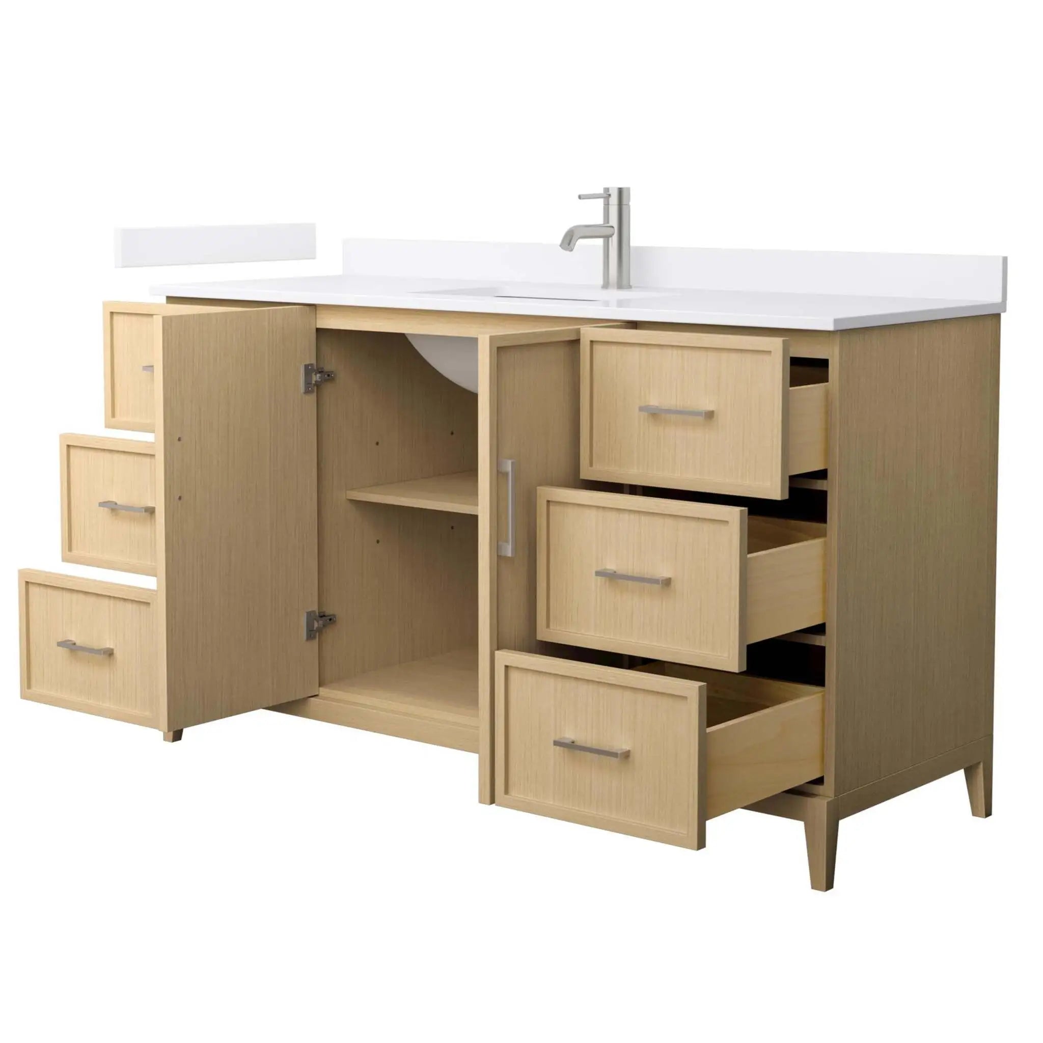 60" Elan Single Bathroom Vanity in White Oak with Brushed Nickel Trim by Wyndham