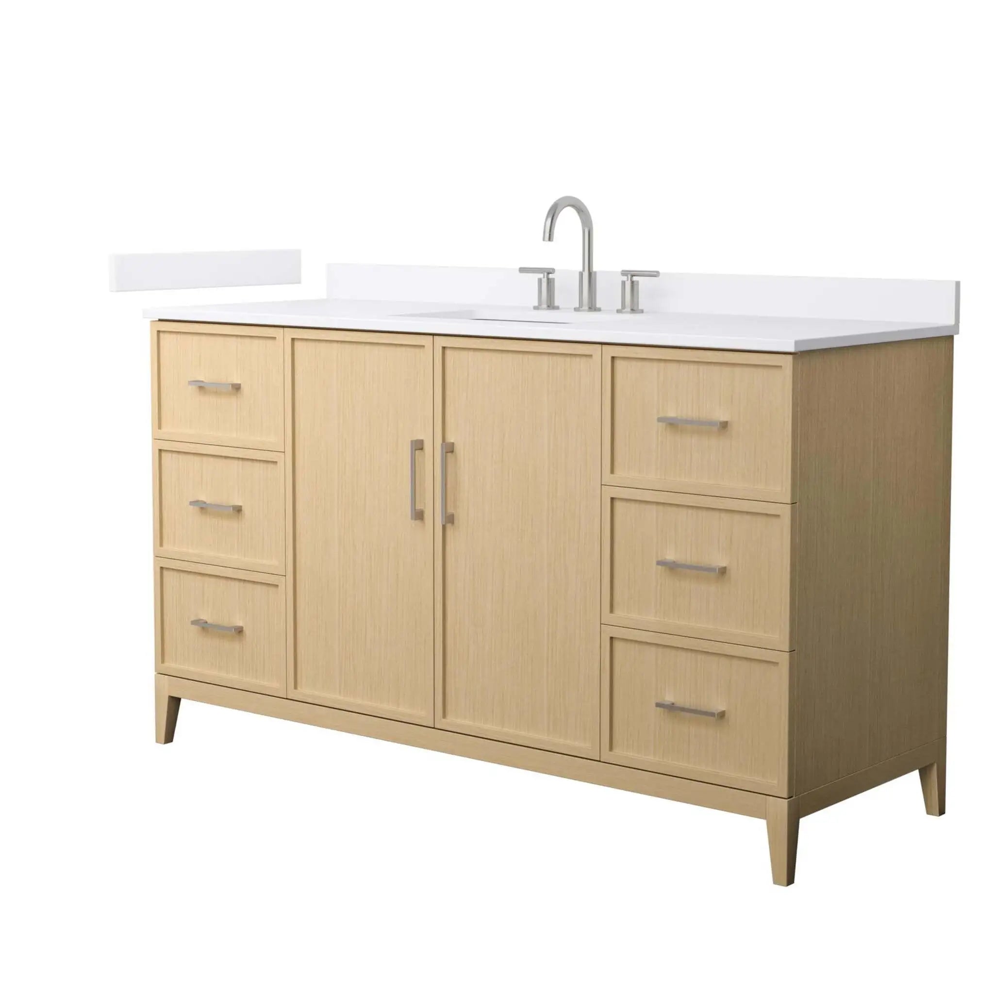 60" Elan Single Bathroom Vanity in White Oak with Brushed Nickel Trim by Wyndham