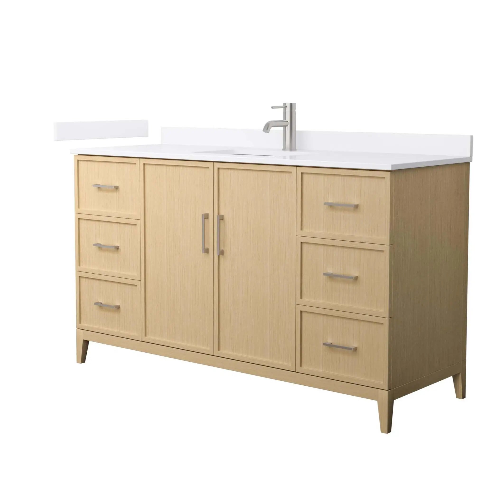 60" Elan Single Bathroom Vanity in White Oak with Brushed Nickel Trim by Wyndham
