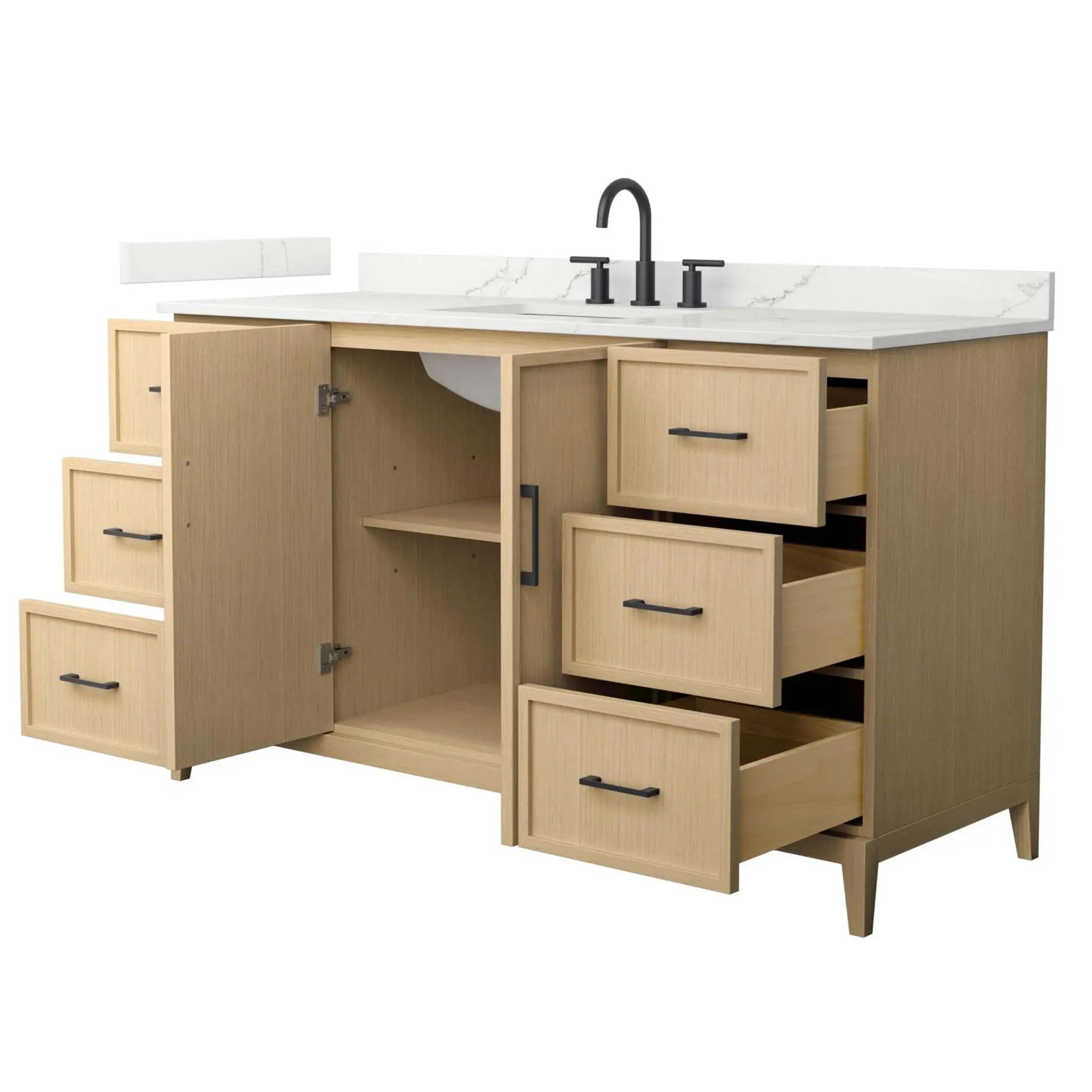 60" Elan Single Bathroom Vanity in White Oak with Matte Black Trim by Wyndham