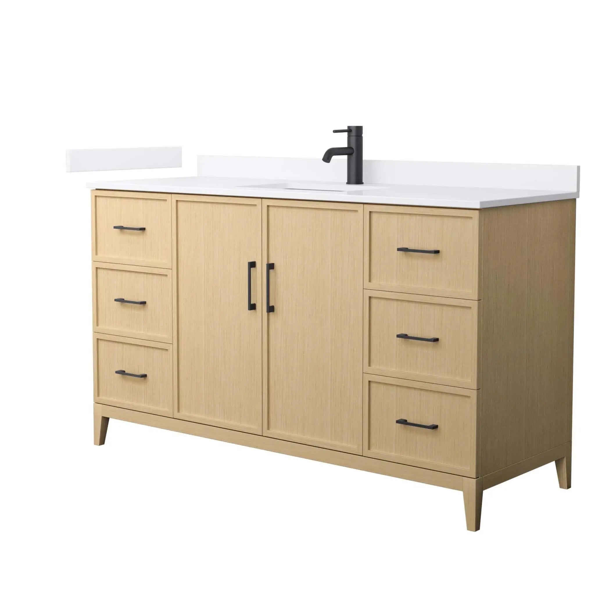 60" Elan Single Bathroom Vanity in White Oak with Matte Black Trim by Wyndham