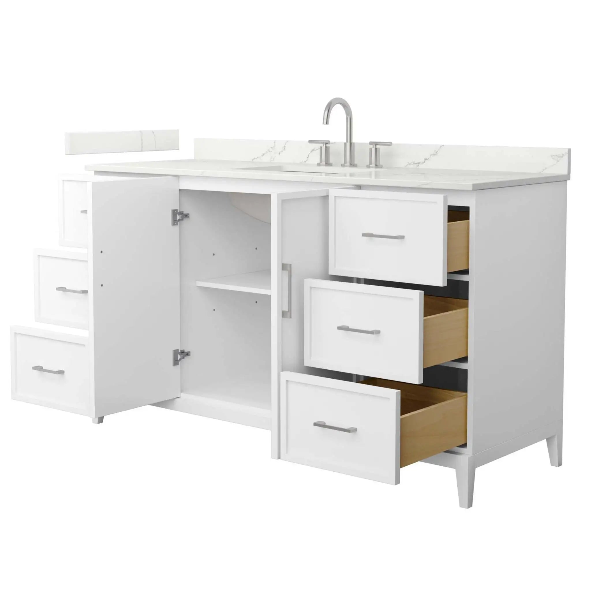 60" Elan Single Bathroom Vanity in White with Brushed Nickel Trim by Wyndham