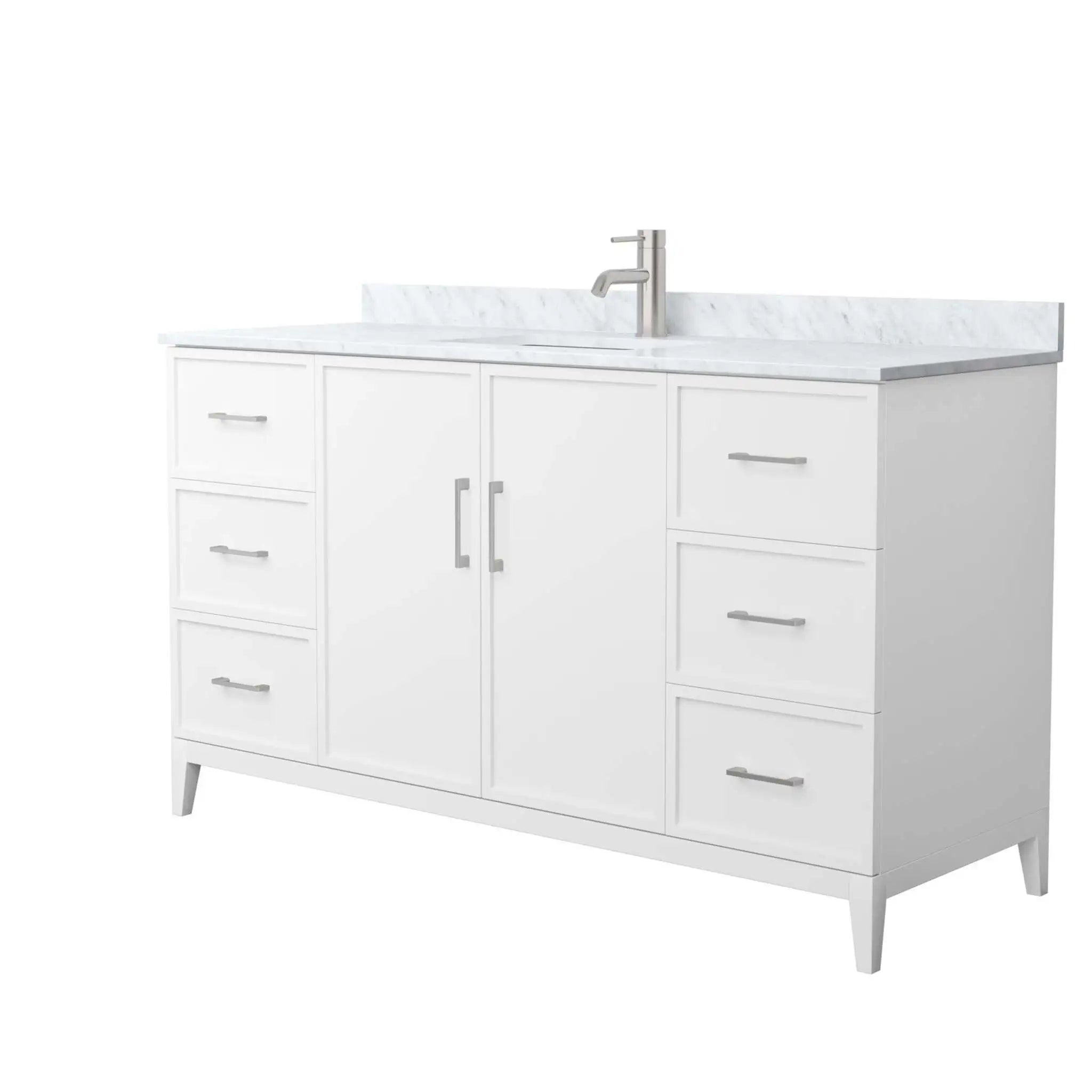 60" Elan Single Bathroom Vanity in White with Brushed Nickel Trim by Wyndham