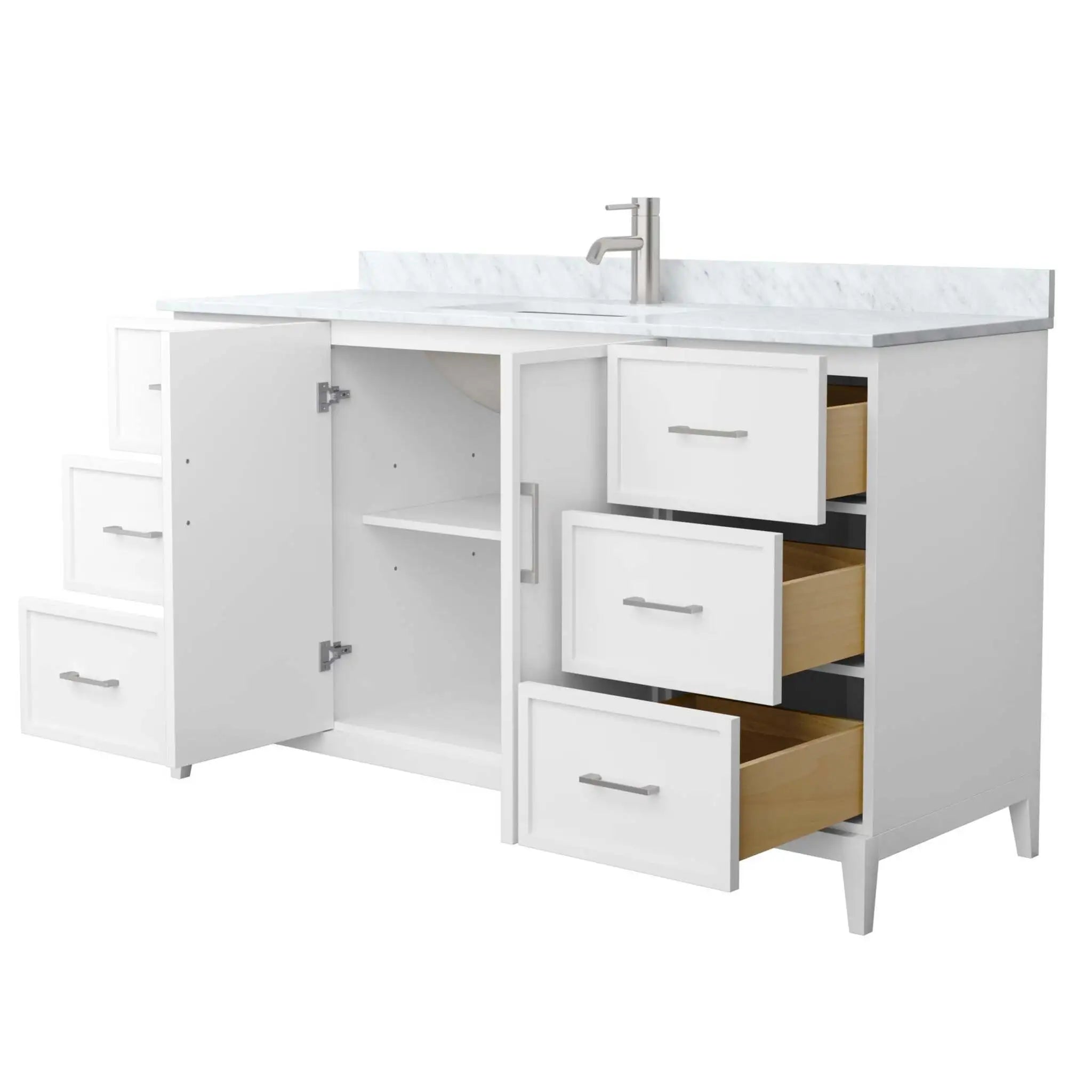 60" Elan Single Bathroom Vanity in White with Brushed Nickel Trim by Wyndham