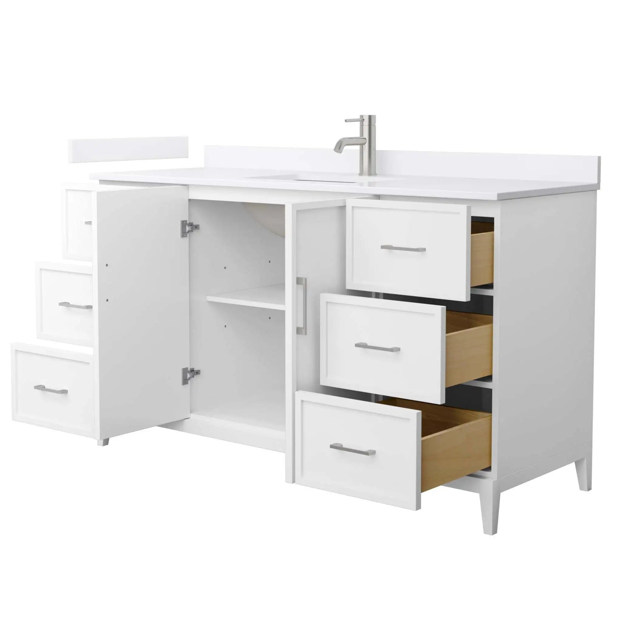 60" Elan Single Bathroom Vanity in White with Brushed Nickel Trim by Wyndham
