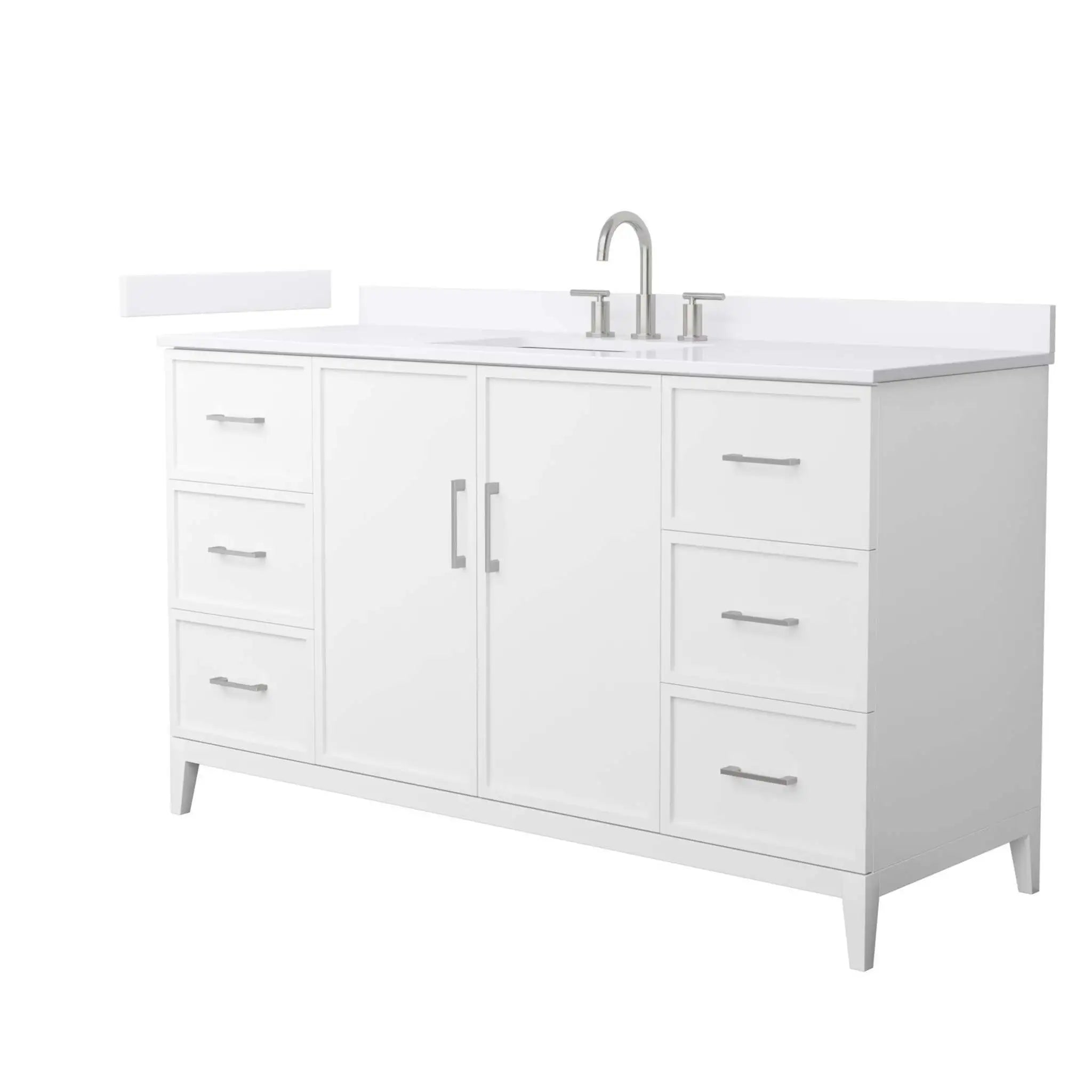 60" Elan Single Bathroom Vanity in White with Brushed Nickel Trim by Wyndham