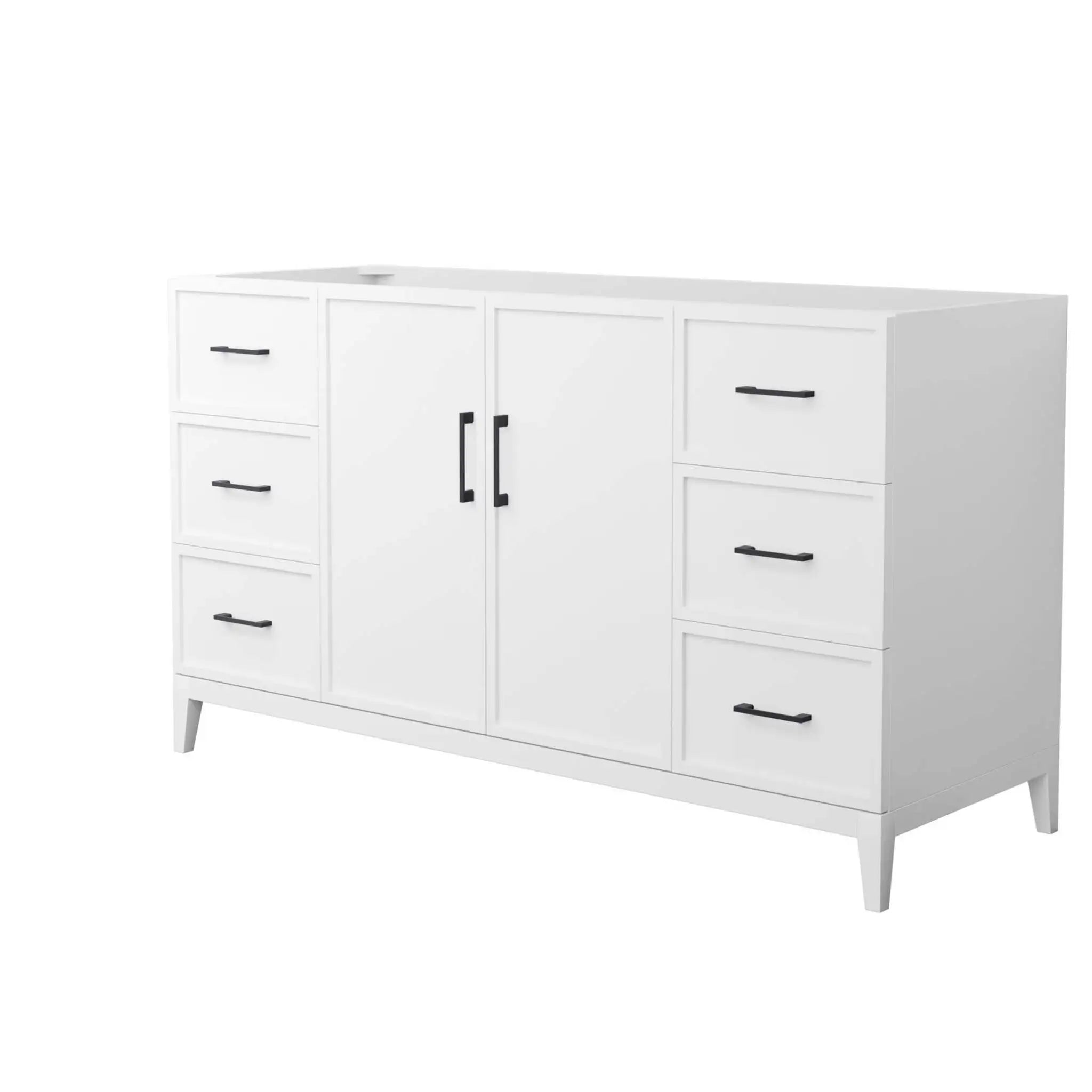 60" Elan Single Bathroom Vanity in White with Matte Black Trim by Wyndham