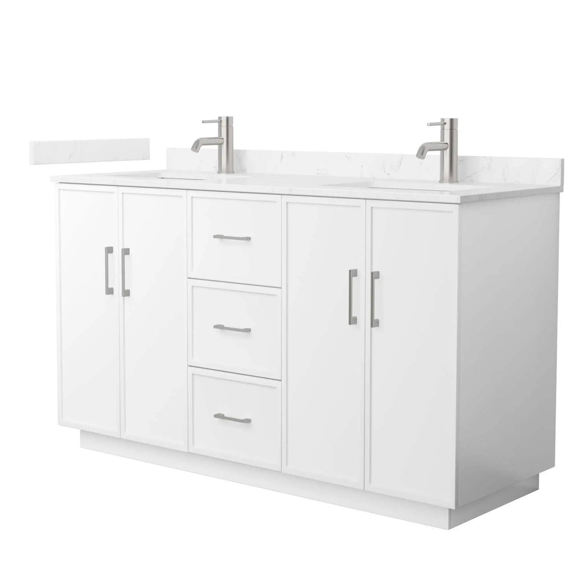 60" Elan TK Elan Double Bathroom Vanity with Toe Kick in White with Brushed Nickel Trim by Wyndham