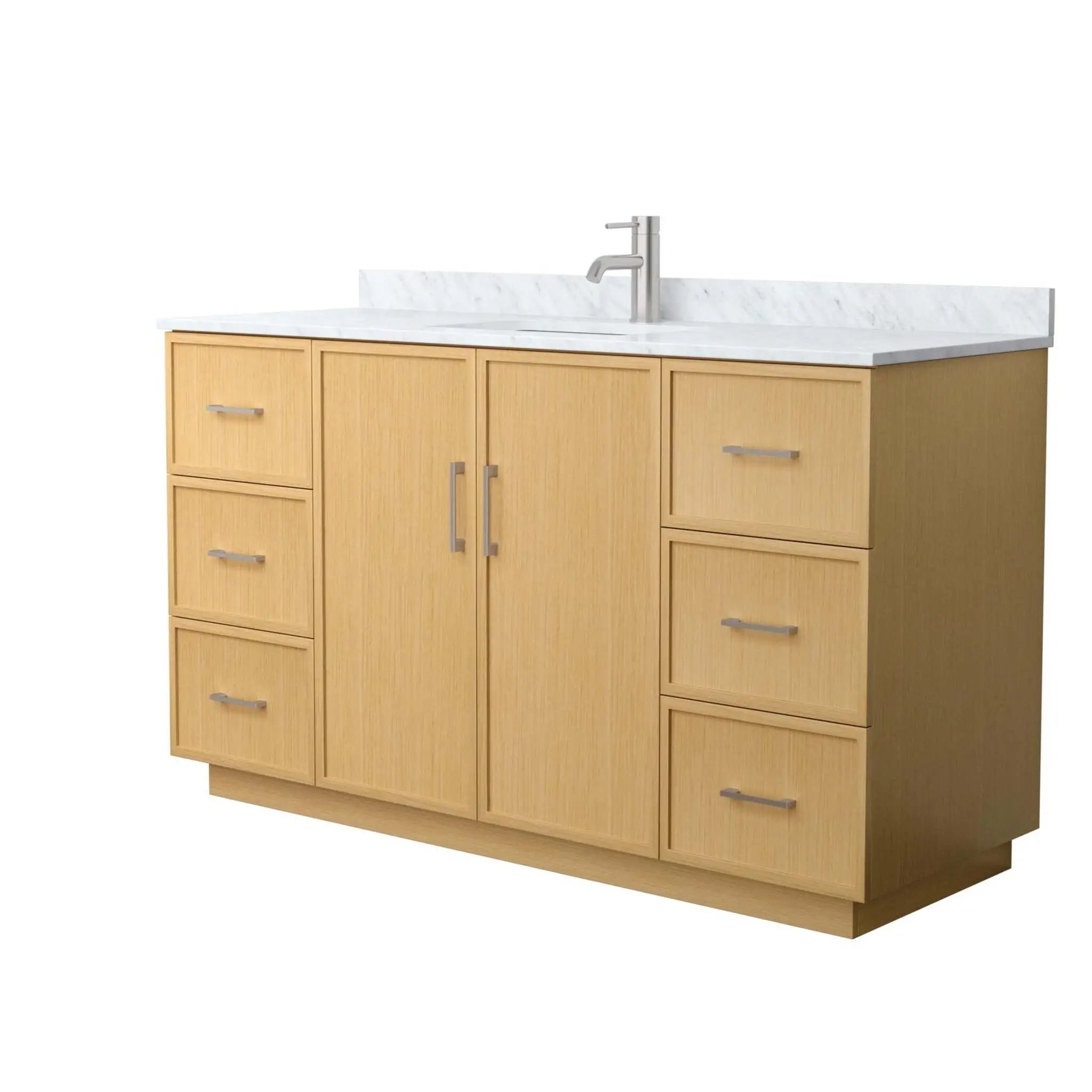 60" Elan TK Elan Single Bathroom Vanity with Toe Kick in Light Oak with Brushed Nickel Trim by Wyndham