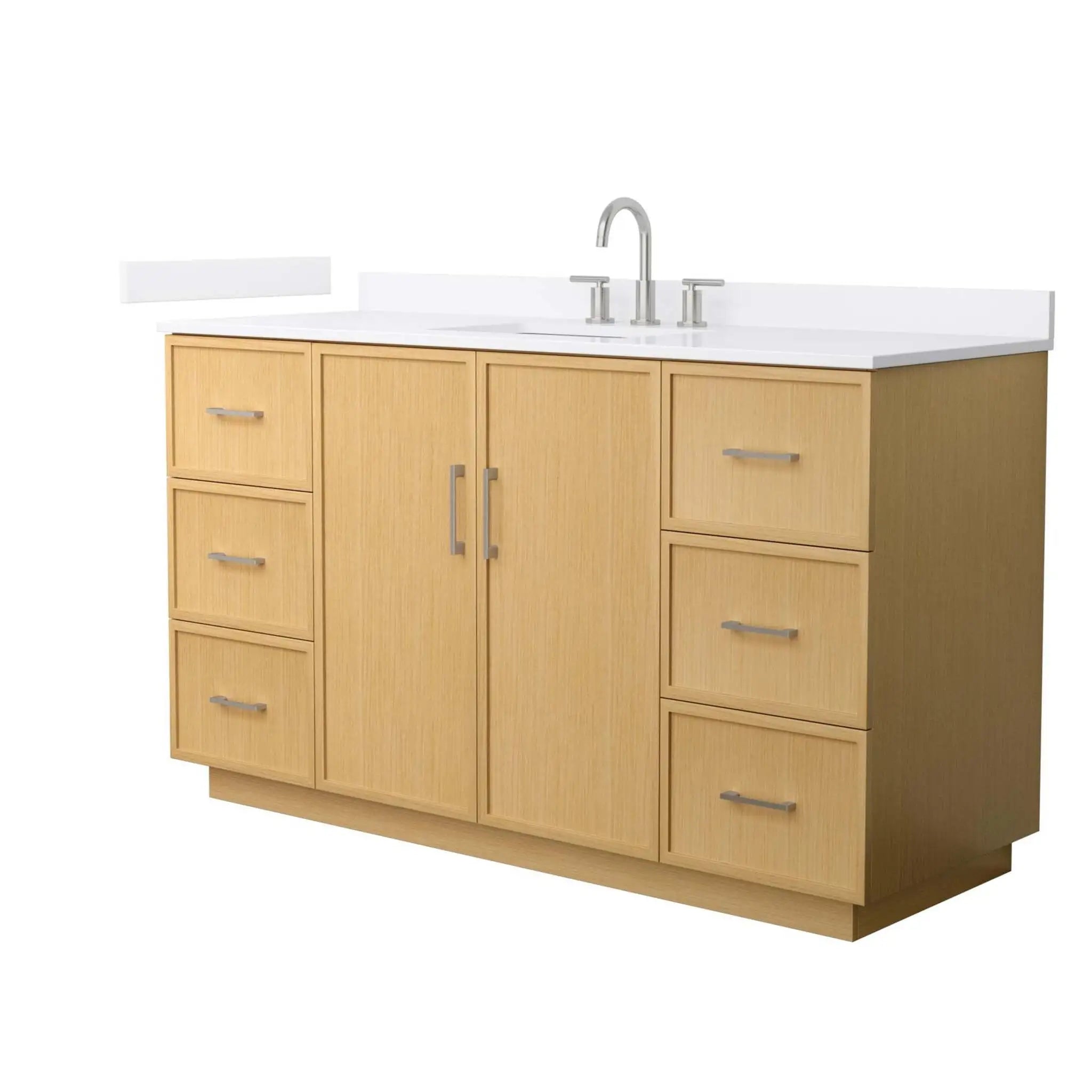 60" Elan TK Elan Single Bathroom Vanity with Toe Kick in Light Oak with Brushed Nickel Trim by Wyndham