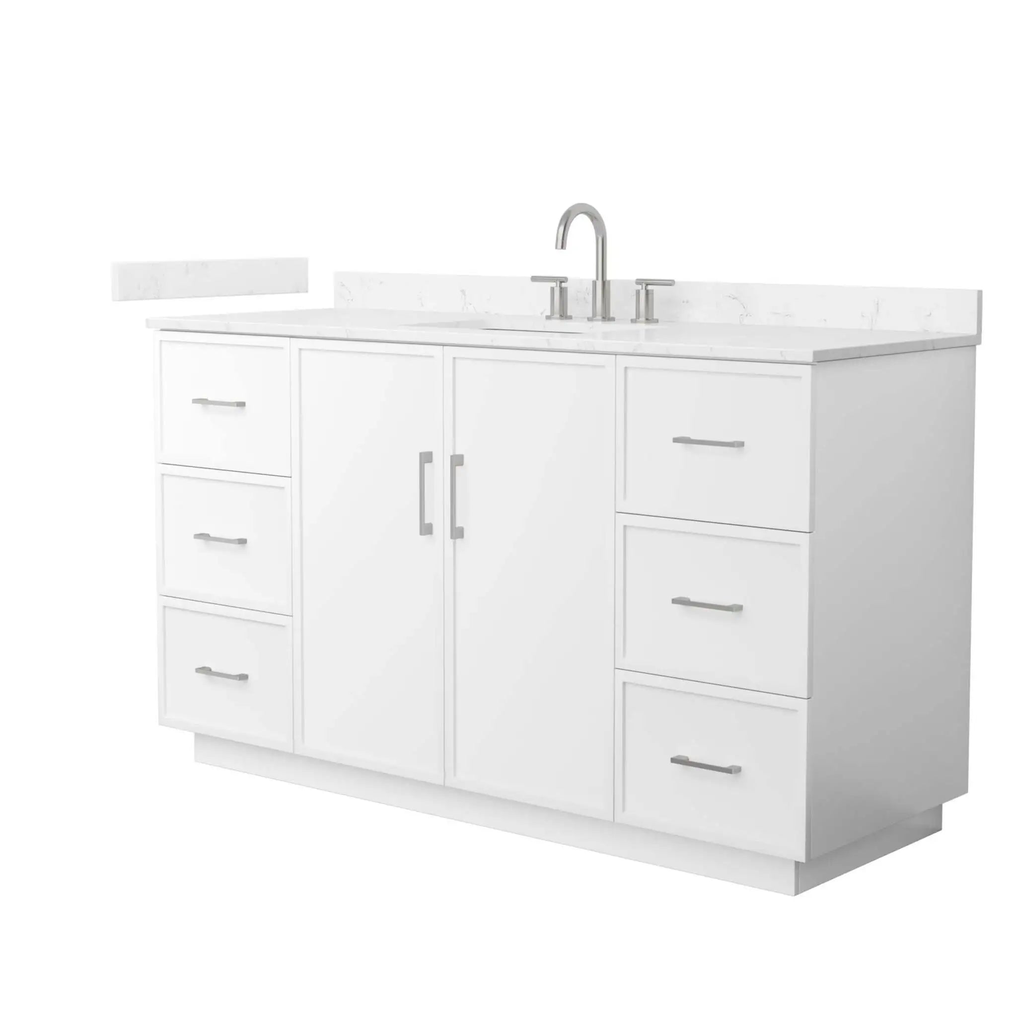 60" Elan TK Elan Single Bathroom Vanity with Toe Kick in White with Brushed Nickel Trim by Wyndham