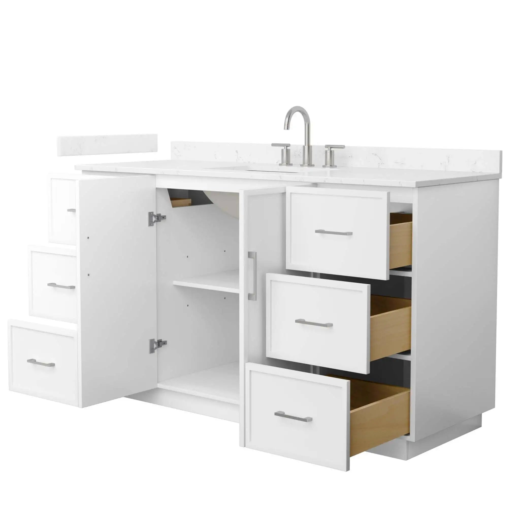 60" Elan TK Elan Single Bathroom Vanity with Toe Kick in White with Brushed Nickel Trim by Wyndham