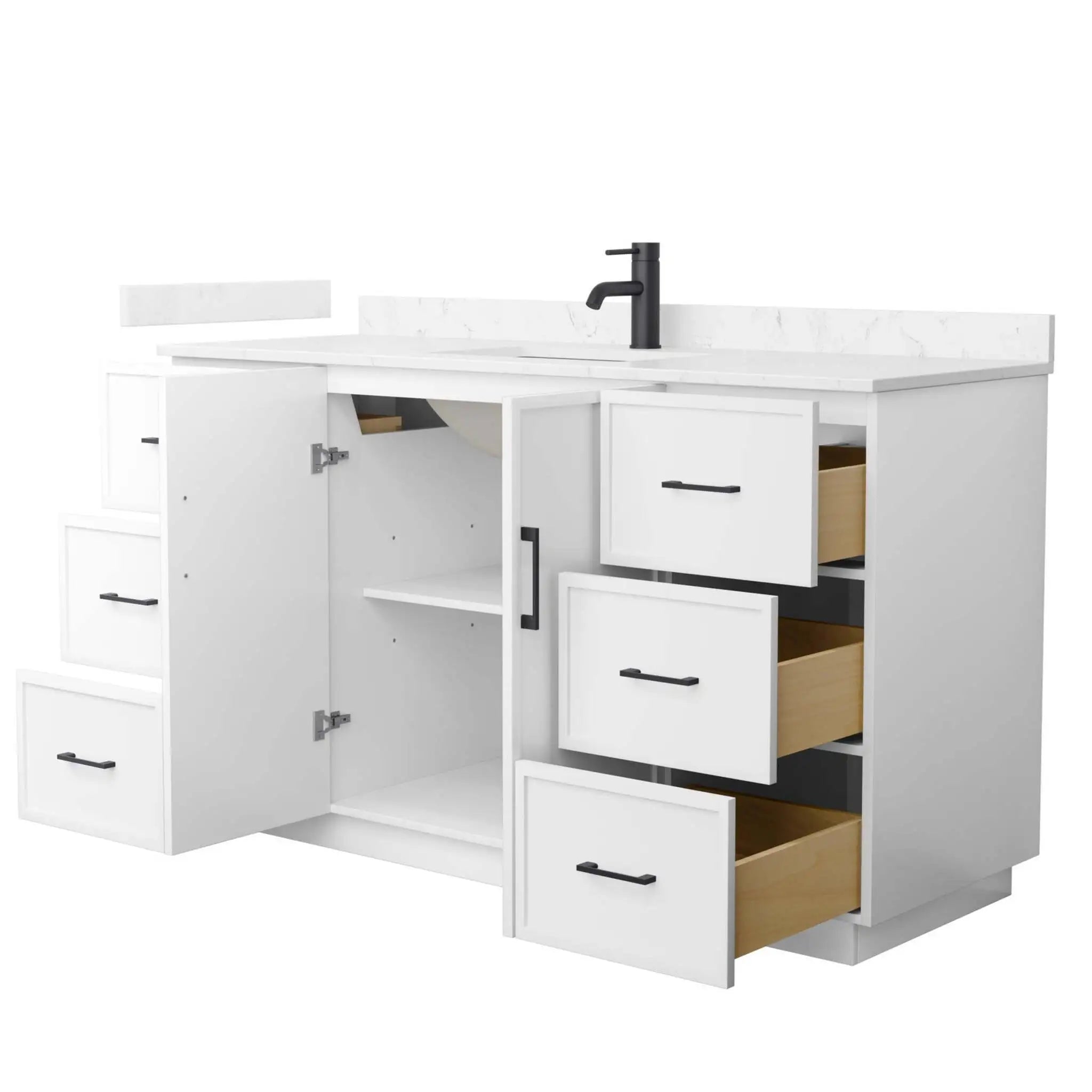 60" Elan TK Elan Single Bathroom Vanity with Toe Kick in White with Matte Black Trim by Wyndham