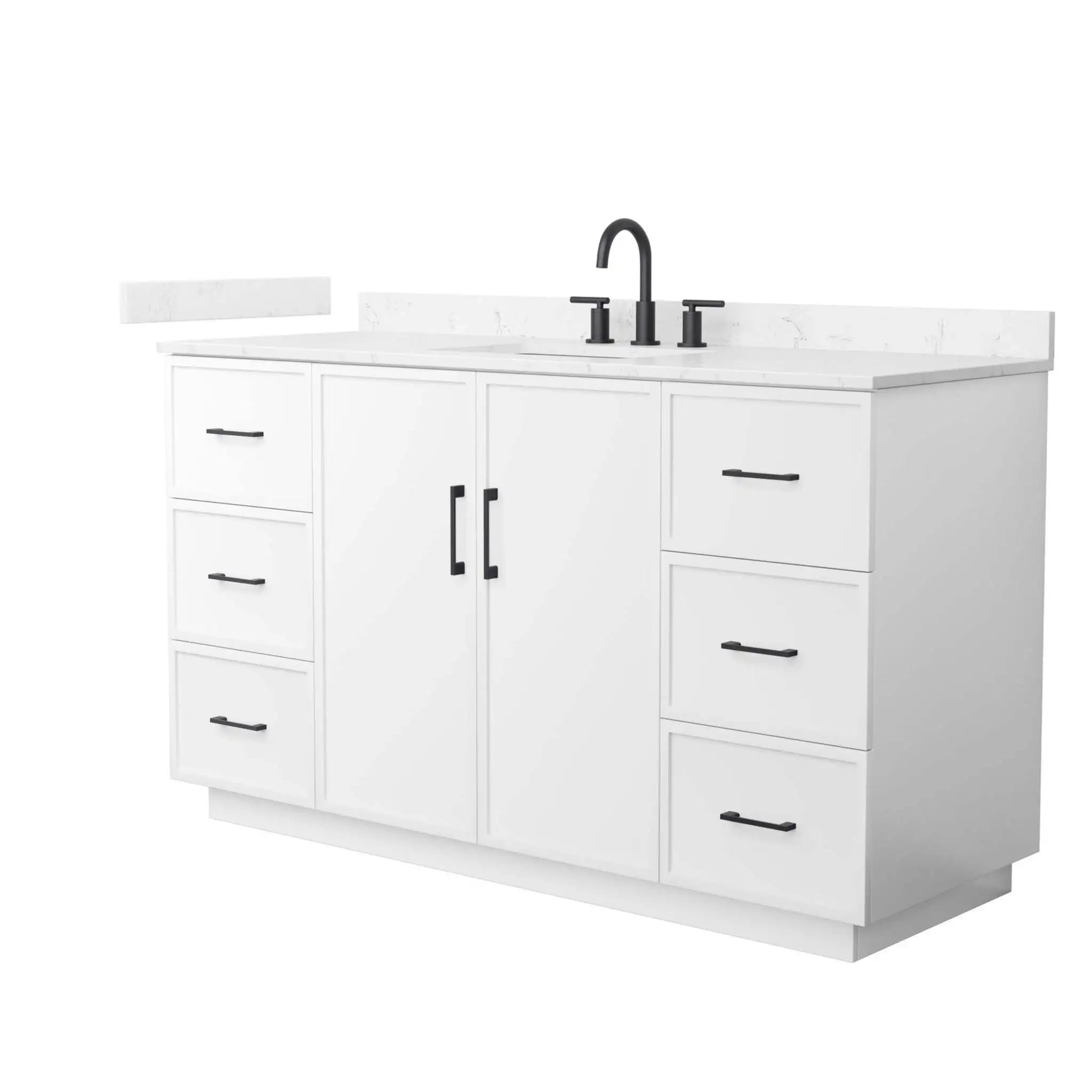 60" Elan TK Elan Single Bathroom Vanity with Toe Kick in White with Matte Black Trim by Wyndham