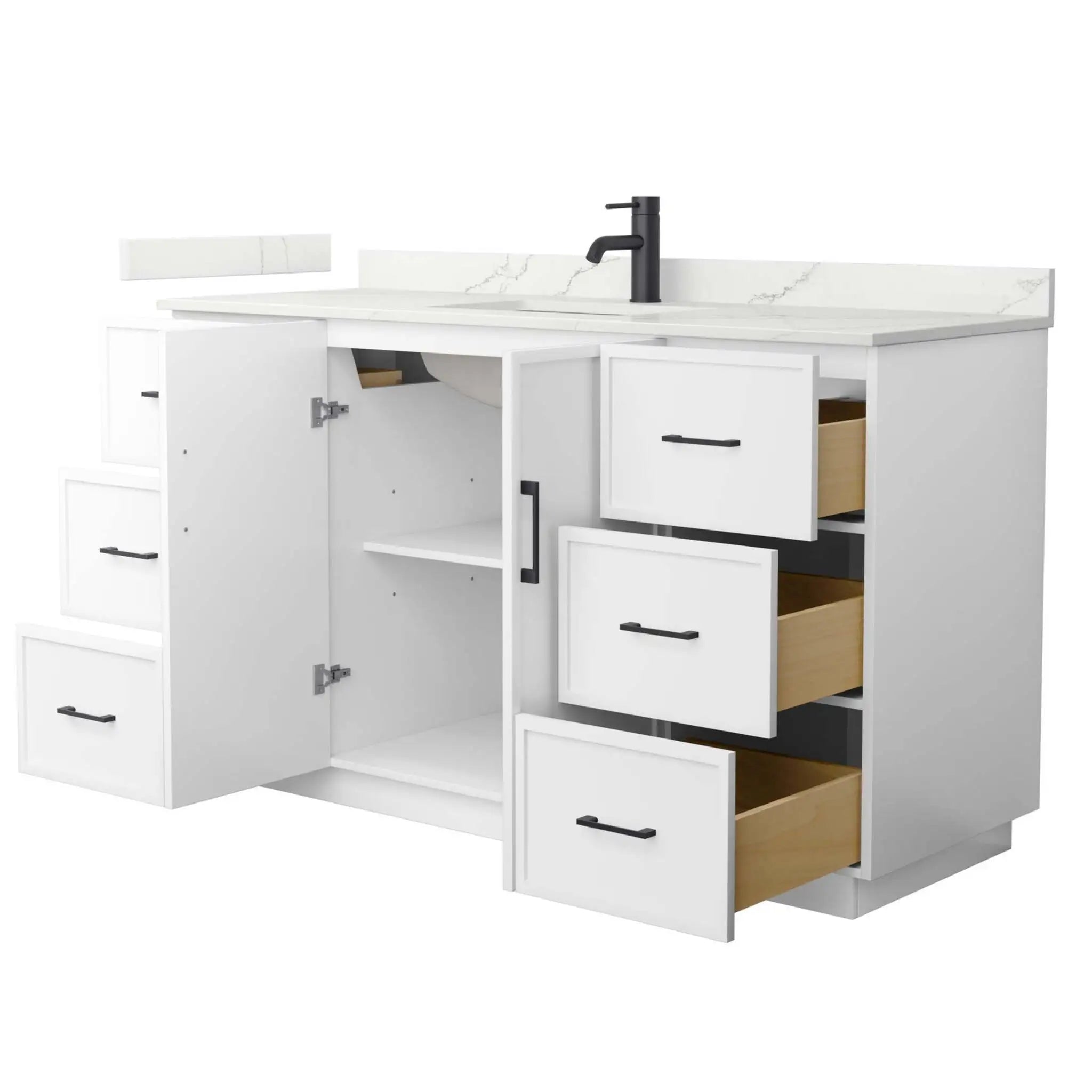 60" Elan TK Elan Single Bathroom Vanity with Toe Kick in White with Matte Black Trim by Wyndham